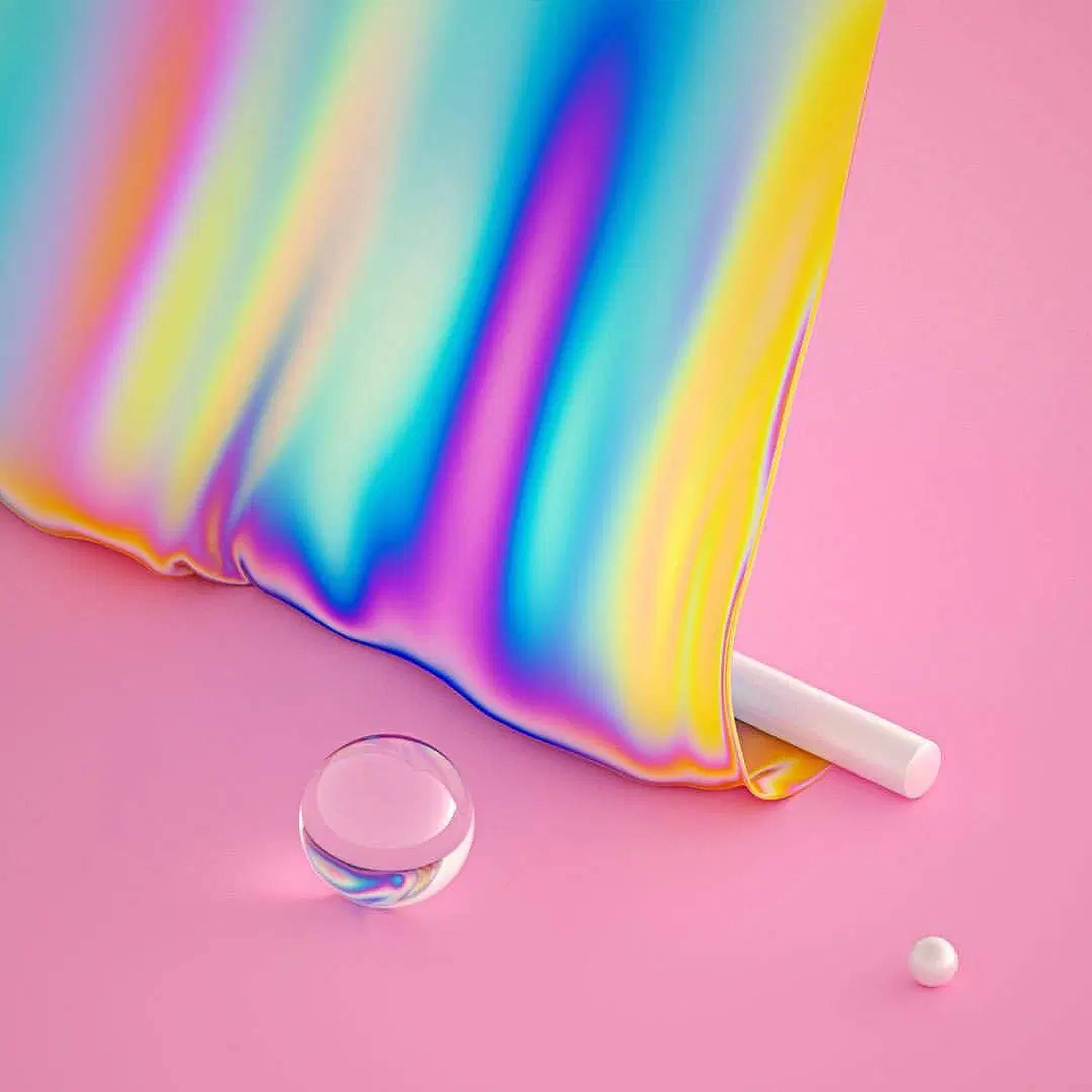 Disenyo ng Pastel na Bahaghari na Seda Wallpaper