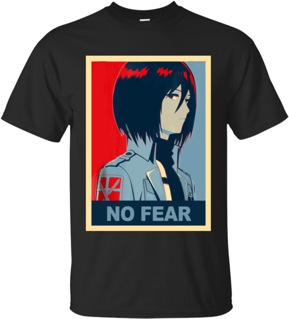 Disenyo ng Tshirt ni Mikasa Ackerman na Walang Takot Wallpaper