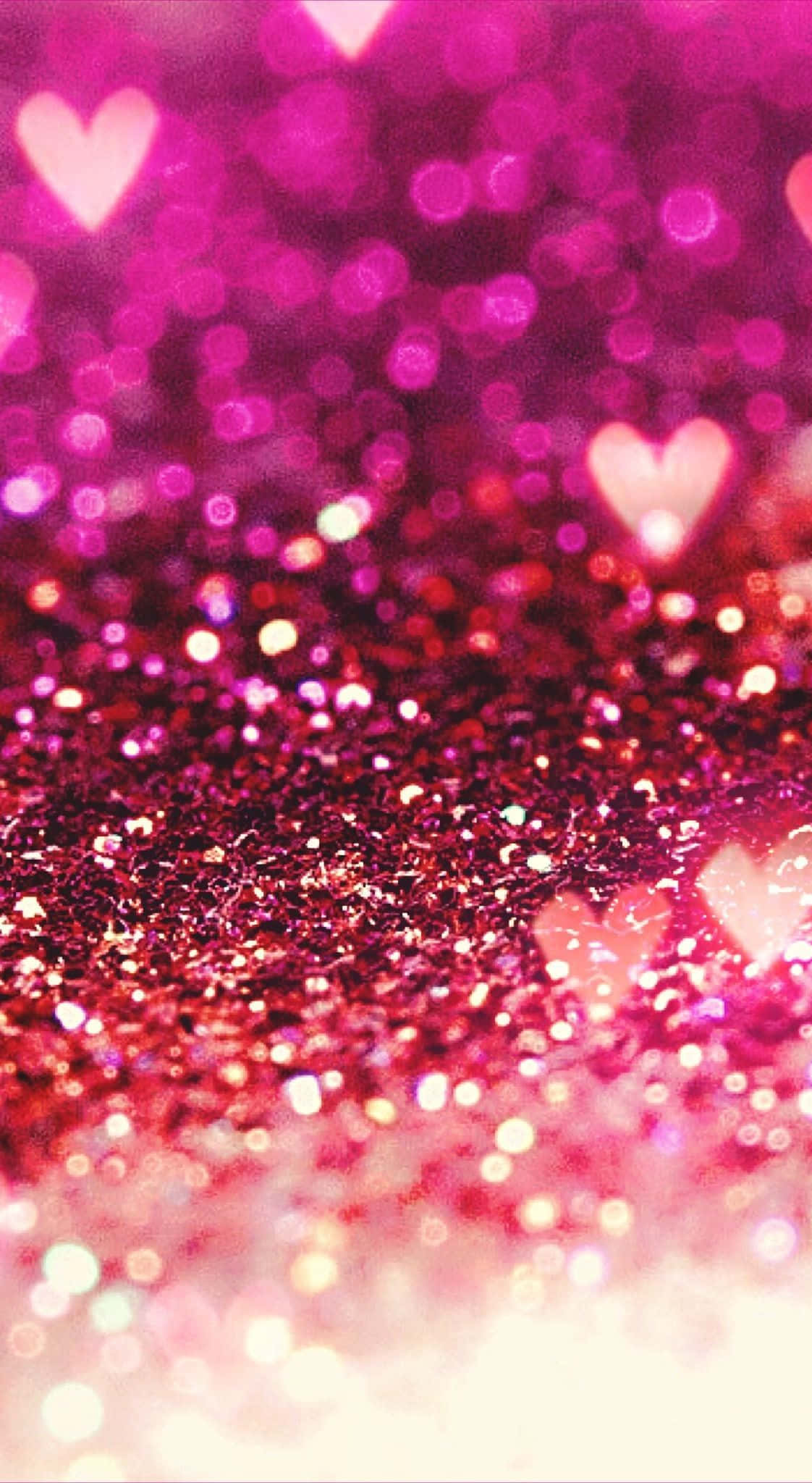 Disenyong Bokeh ng mga Pusong Kulay Rosas na Kuminang Wallpaper