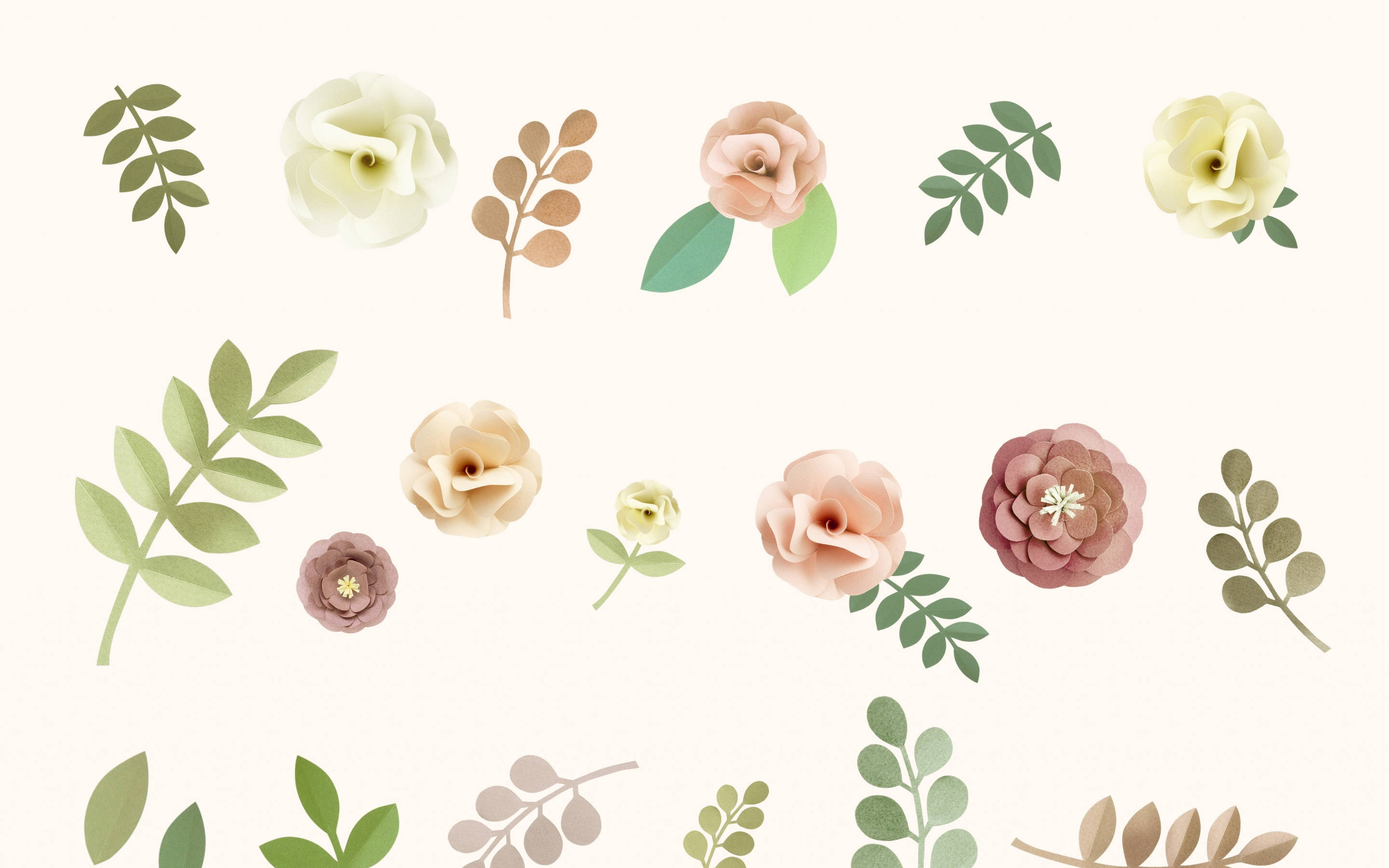 Disenyong Bulaklak na Minimalista sa Malalambot na Kulay Wallpaper