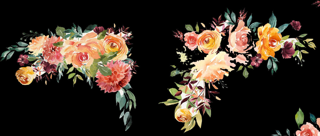 Disenyong Elegante ng Hangganan ng Bulaklak Wallpaper