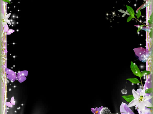 Disenyong Floral Border na Kumikislap Wallpaper