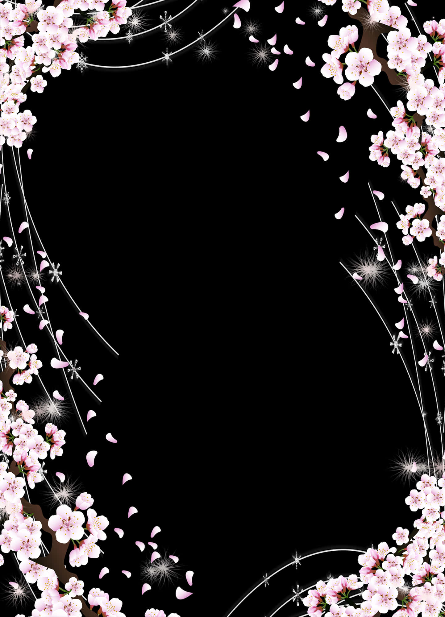 Disenyong Hangganan na May Bulaklak at Kislap Wallpaper
