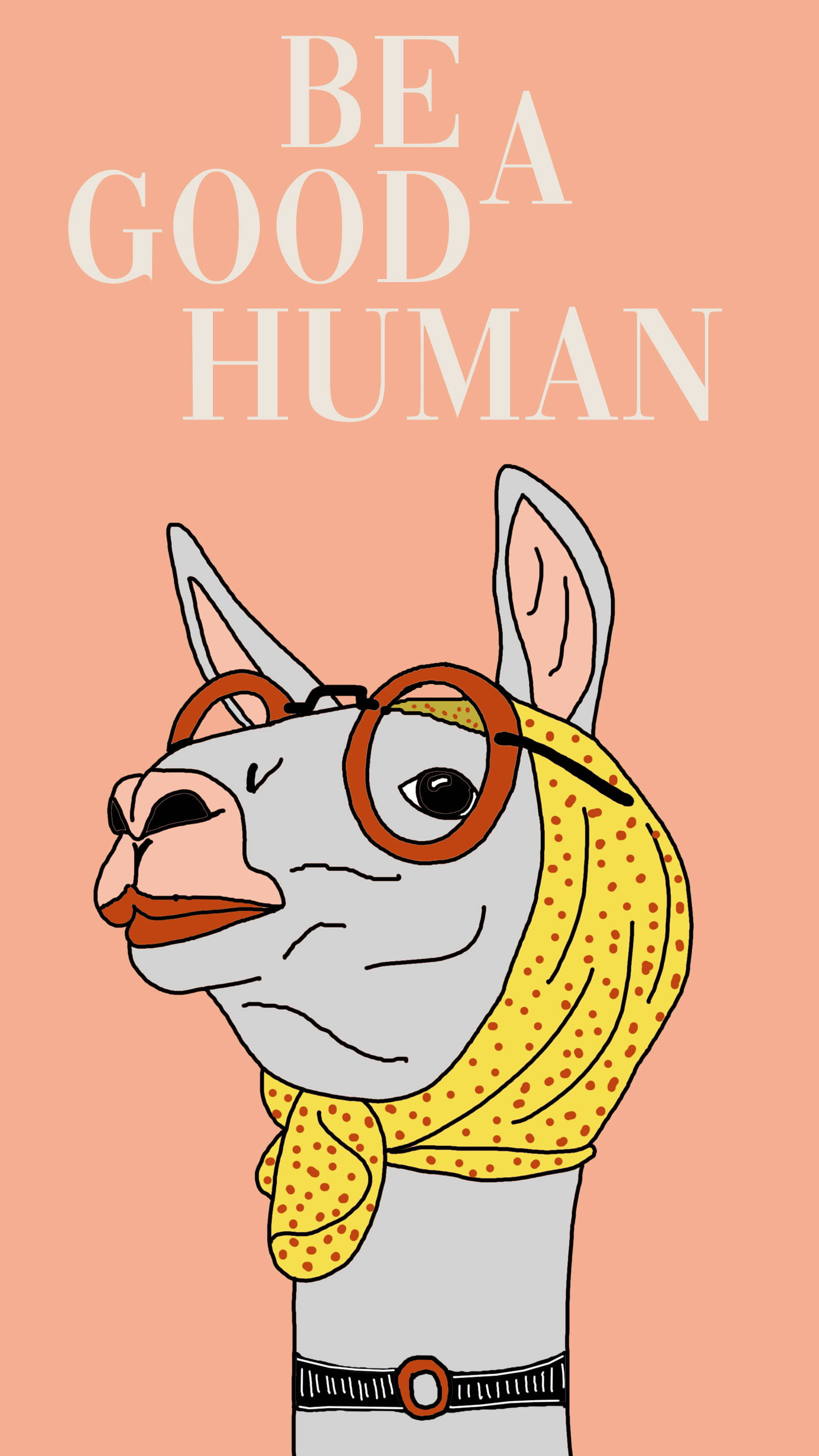 Disenyong Retro 70s na Llama na Kartun Wallpaper