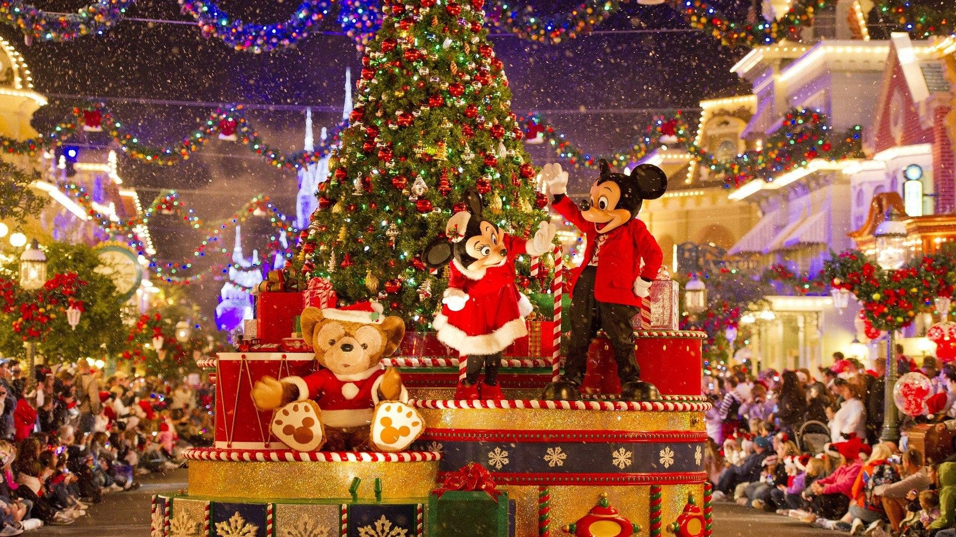 Disney 1920x1080 HD Mickey at Minnie Christmas Performance Wallpaper