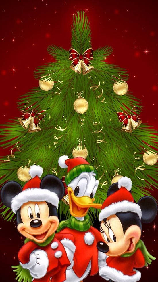 Disney Christmas iPhone Mickey At Mga Masasayang Kaibigan Wallpaper