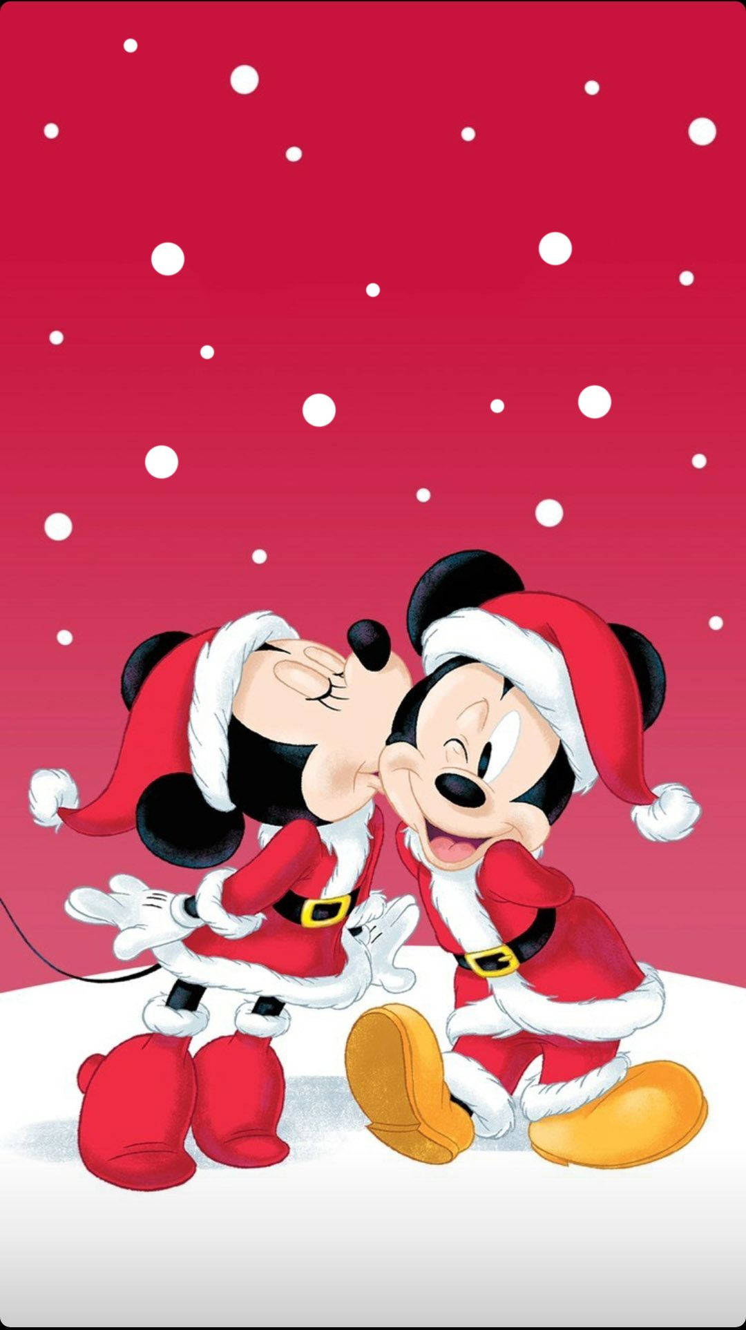 Disney Christmas iPhone Mickey Hinahalikan si Minnie Wallpaper