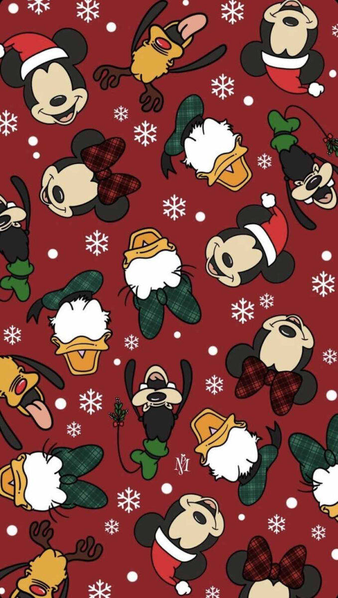 Disney Christmas iPhone Mickey Mouse at Mga Kaibigan Wallpaper