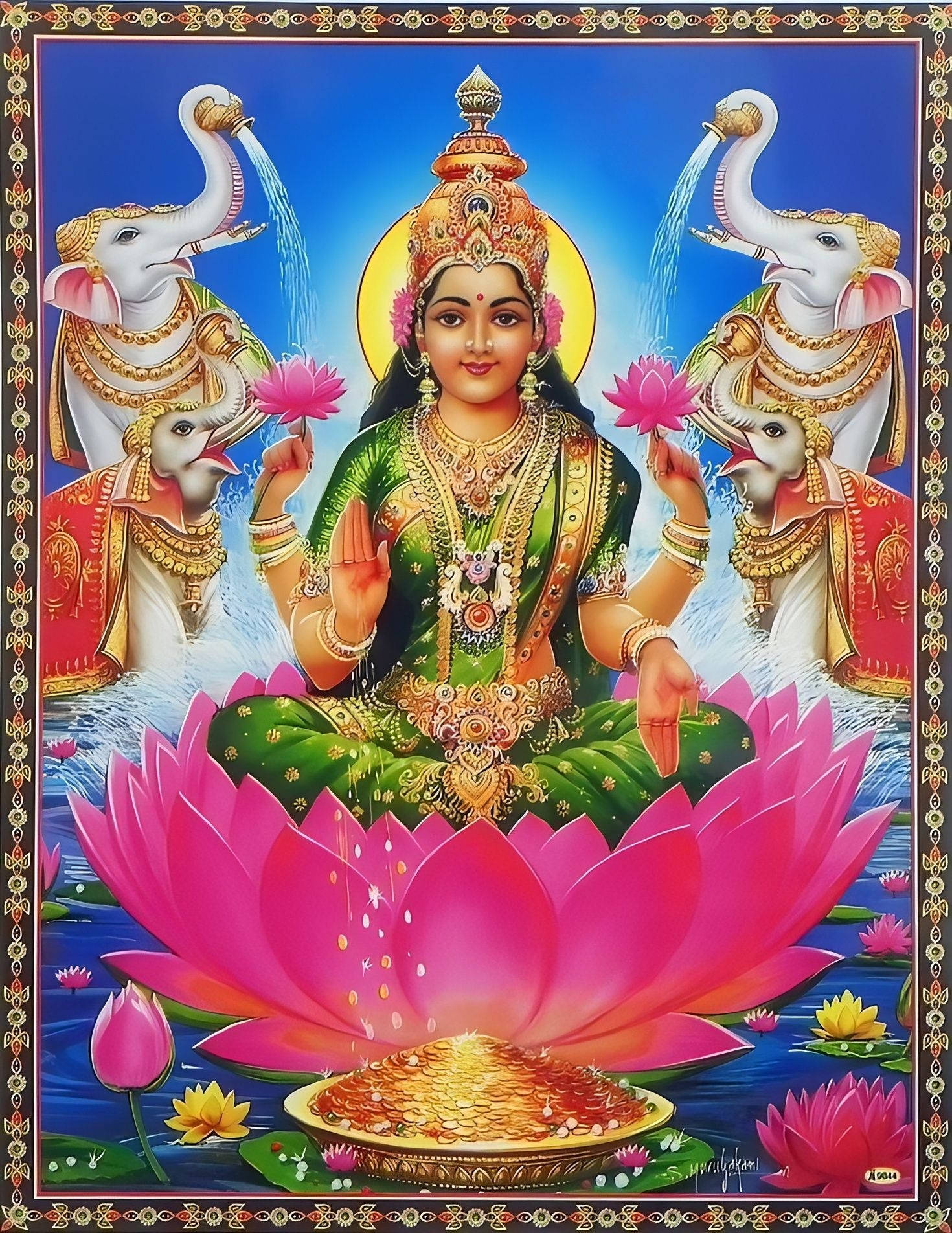 Diyosang Hindu na si Gaja Ashta Lakshmi Wallpaper