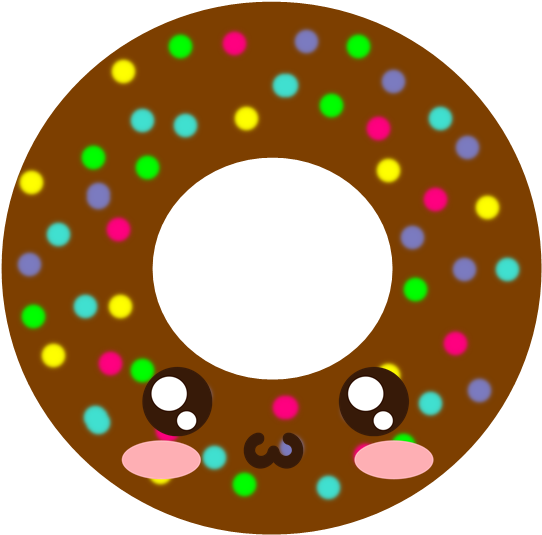 Donut na Tsokolate na May Makukulay na Sprinkles at Cute na Mukha.PNG Wallpaper
