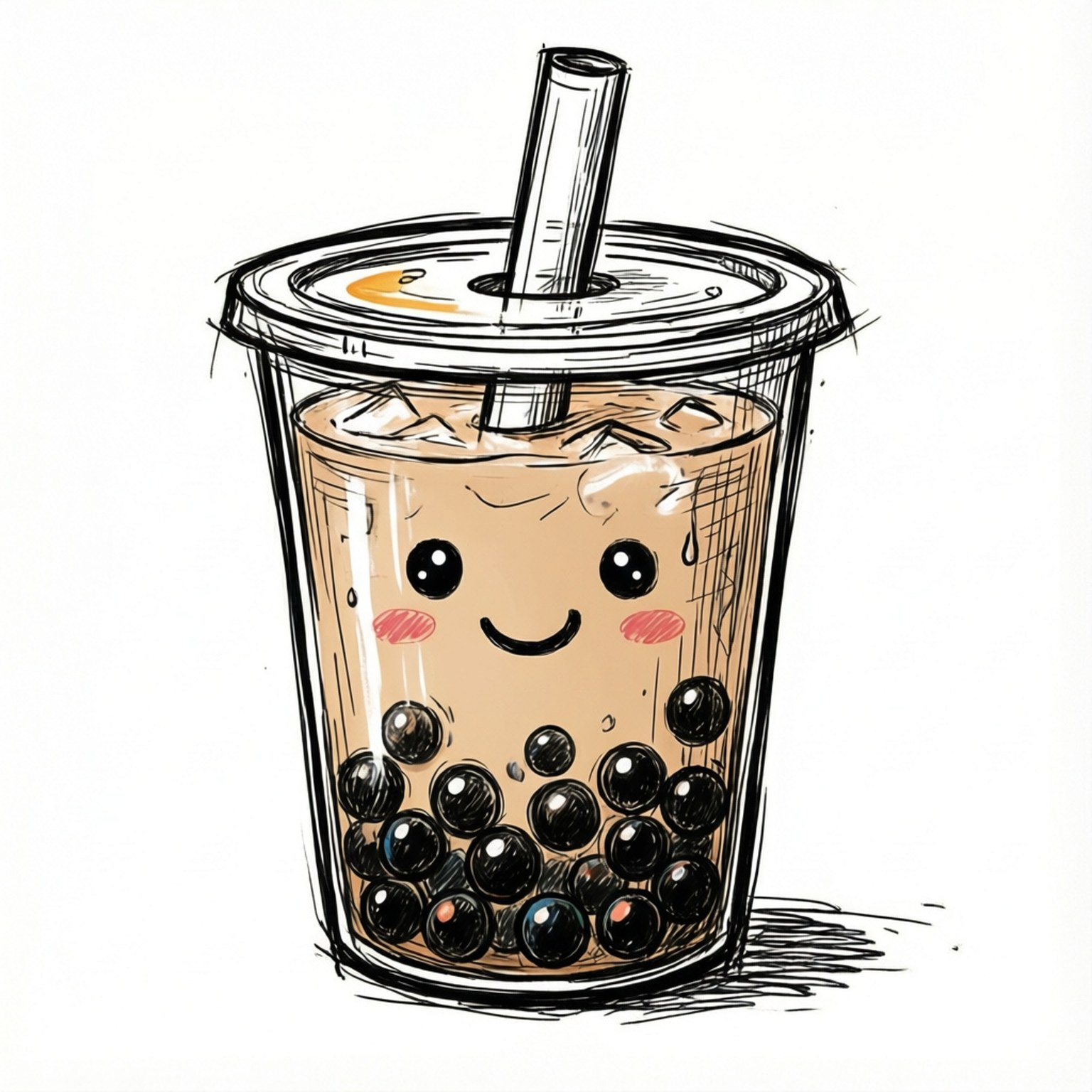 Doodle Boba Faces Wallpaper