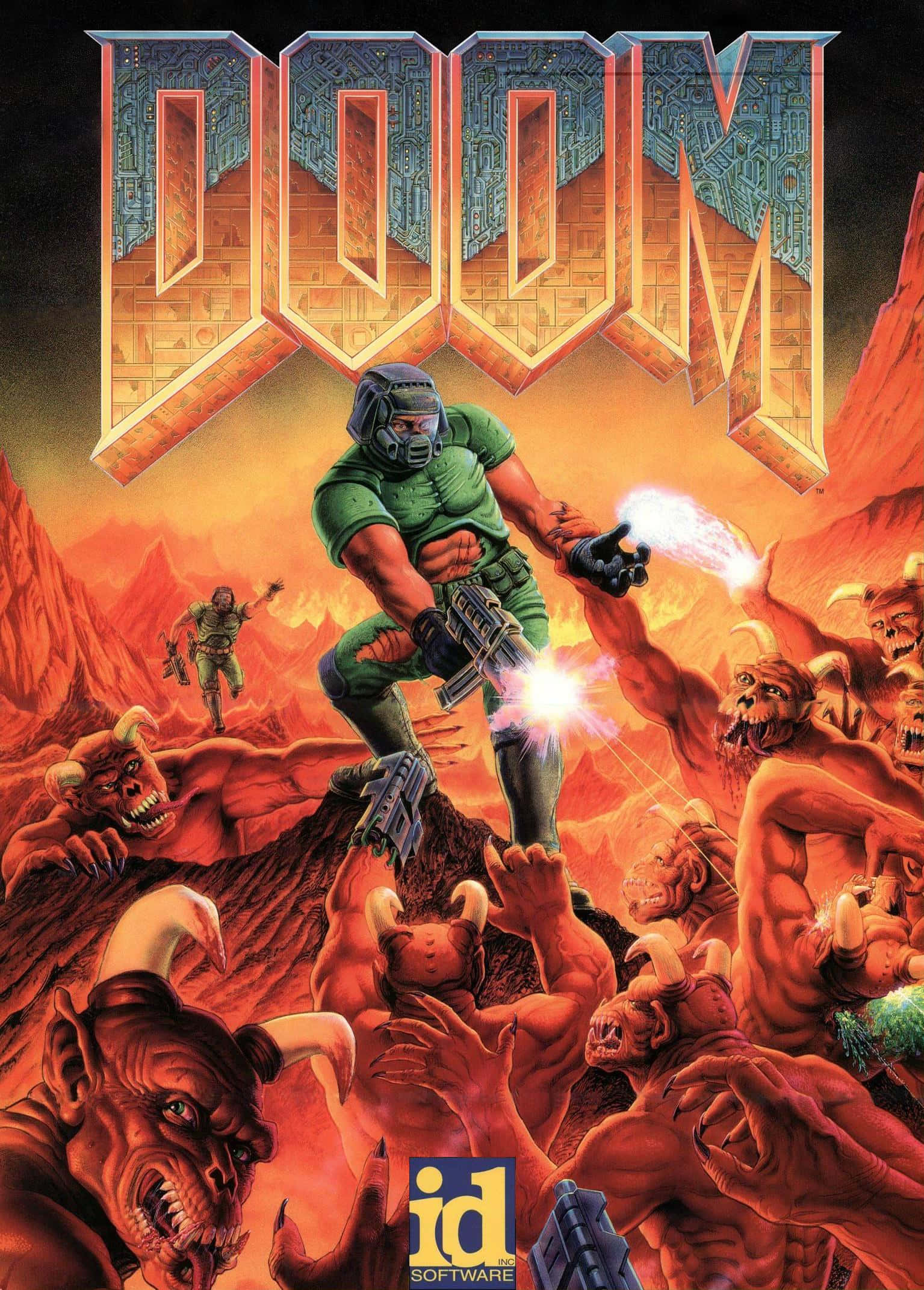 Doom Guy Lumalaban sa Monster Pixel 3xl Doom Eternal Background Wallpaper