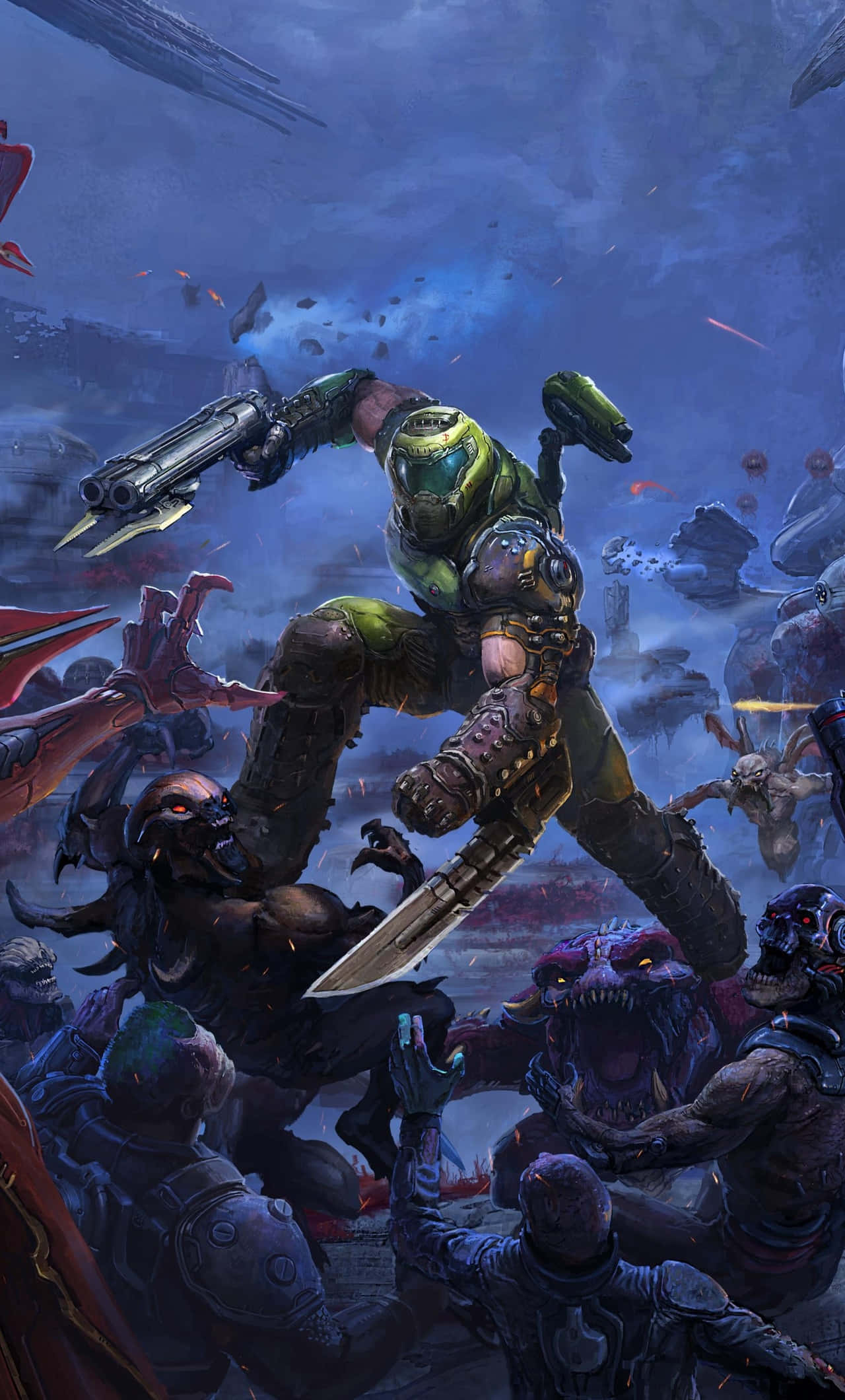 Doom Guy Pixel 3xl Doom Eternal Monster Background Wallpaper
