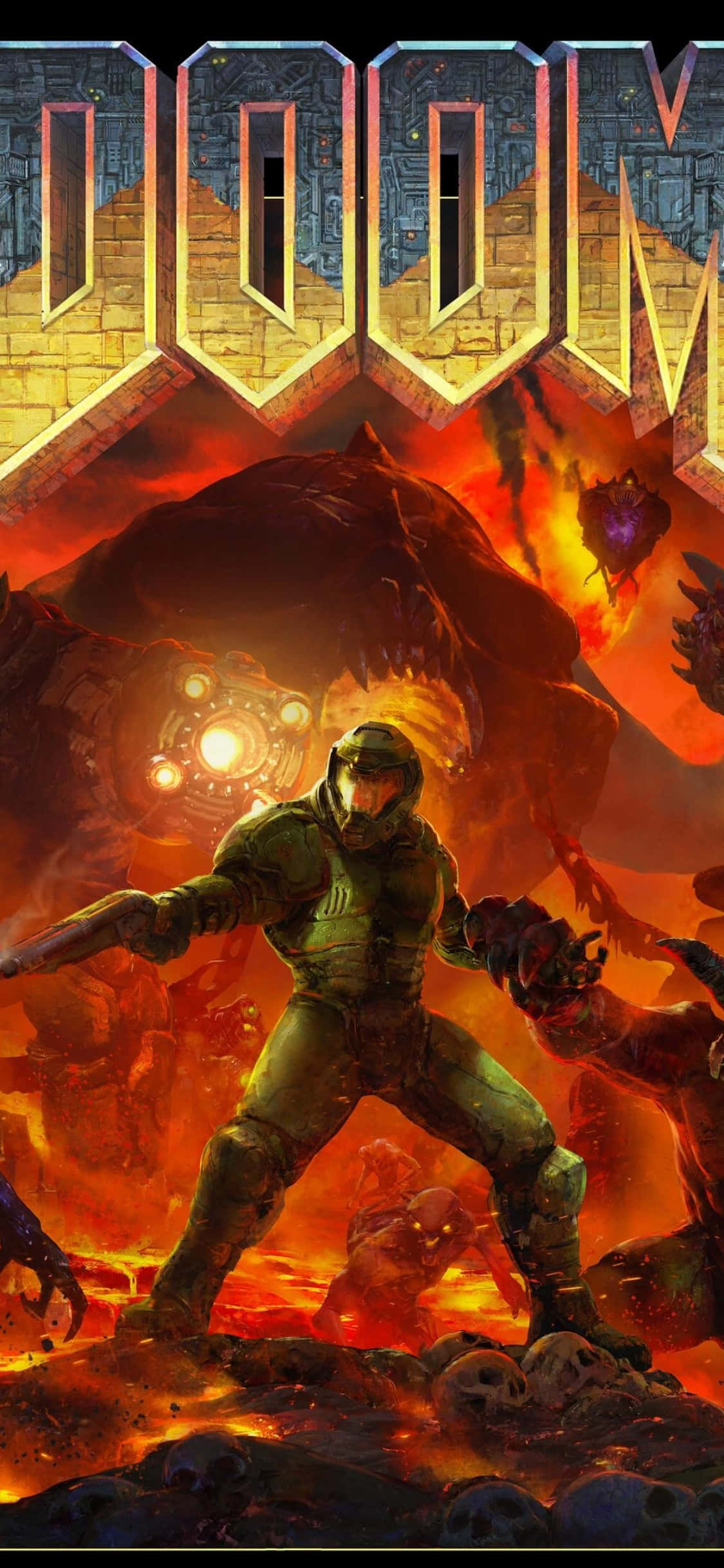 Doom Logo Top iPhone Xs Background Wallpaper