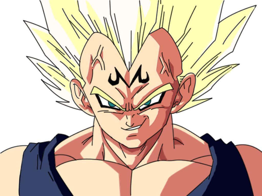 Dragon Ball Majin Vegeta Ngiti Puting Background Wallpaper