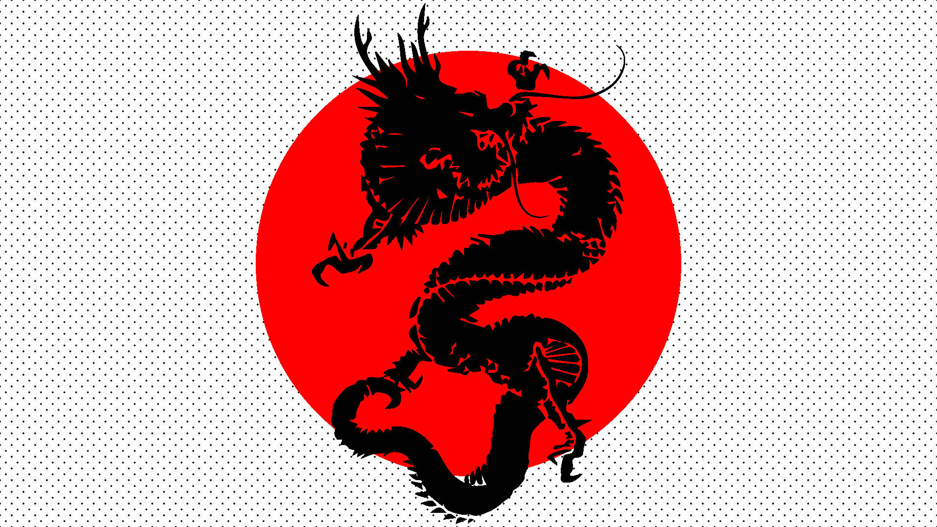 Dragon Hapon PC Minimalistang Itim na Watawat ng Hapon Wallpaper