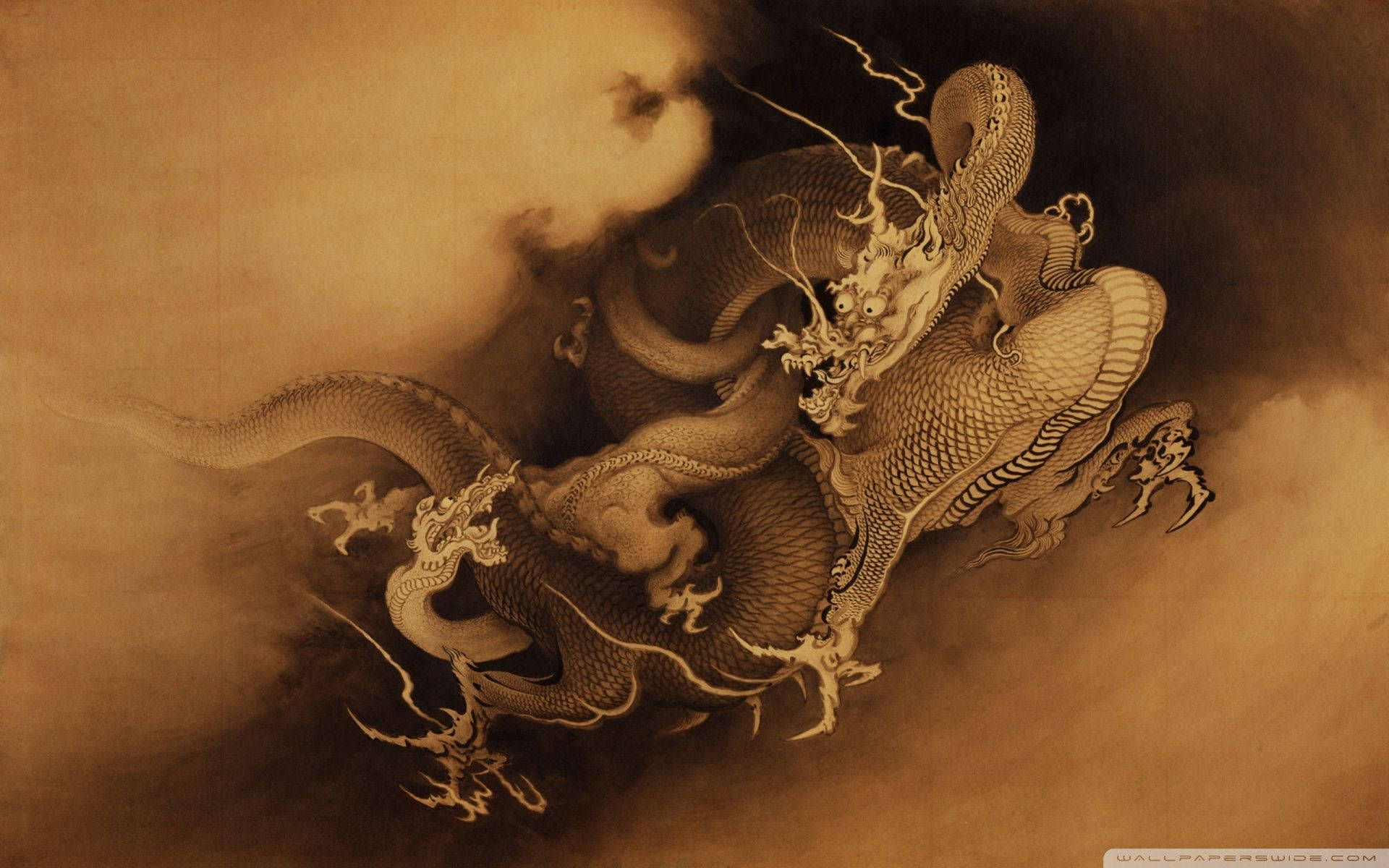 Dragon na Hapon PC Madilim na Ulap Wallpaper