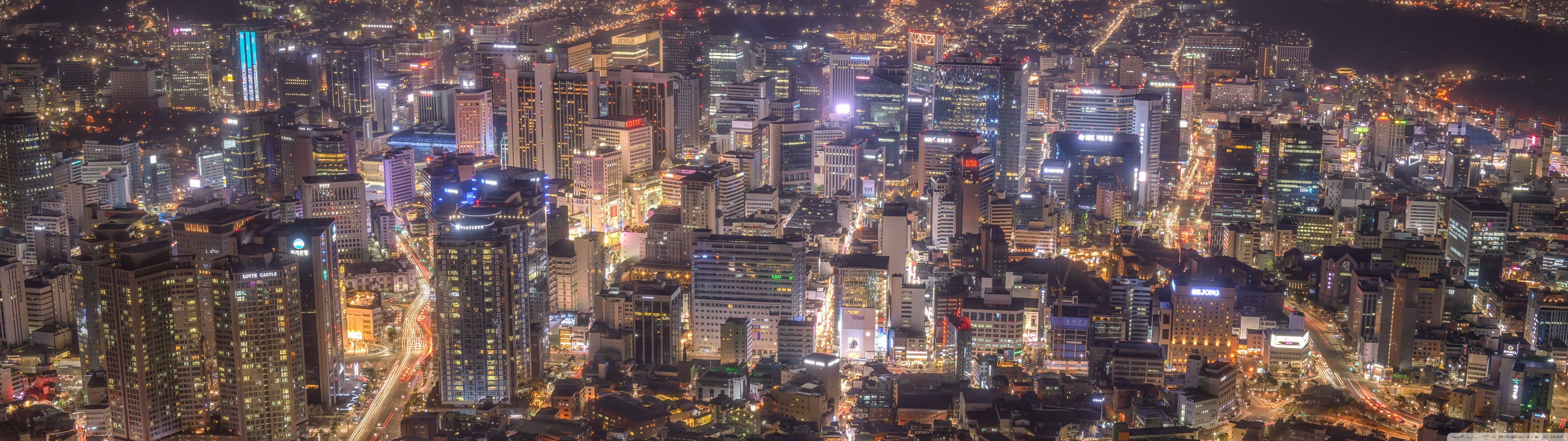 Dramatikong Panoramikong Tanawin ng Lungsod sa Gabi Wallpaper