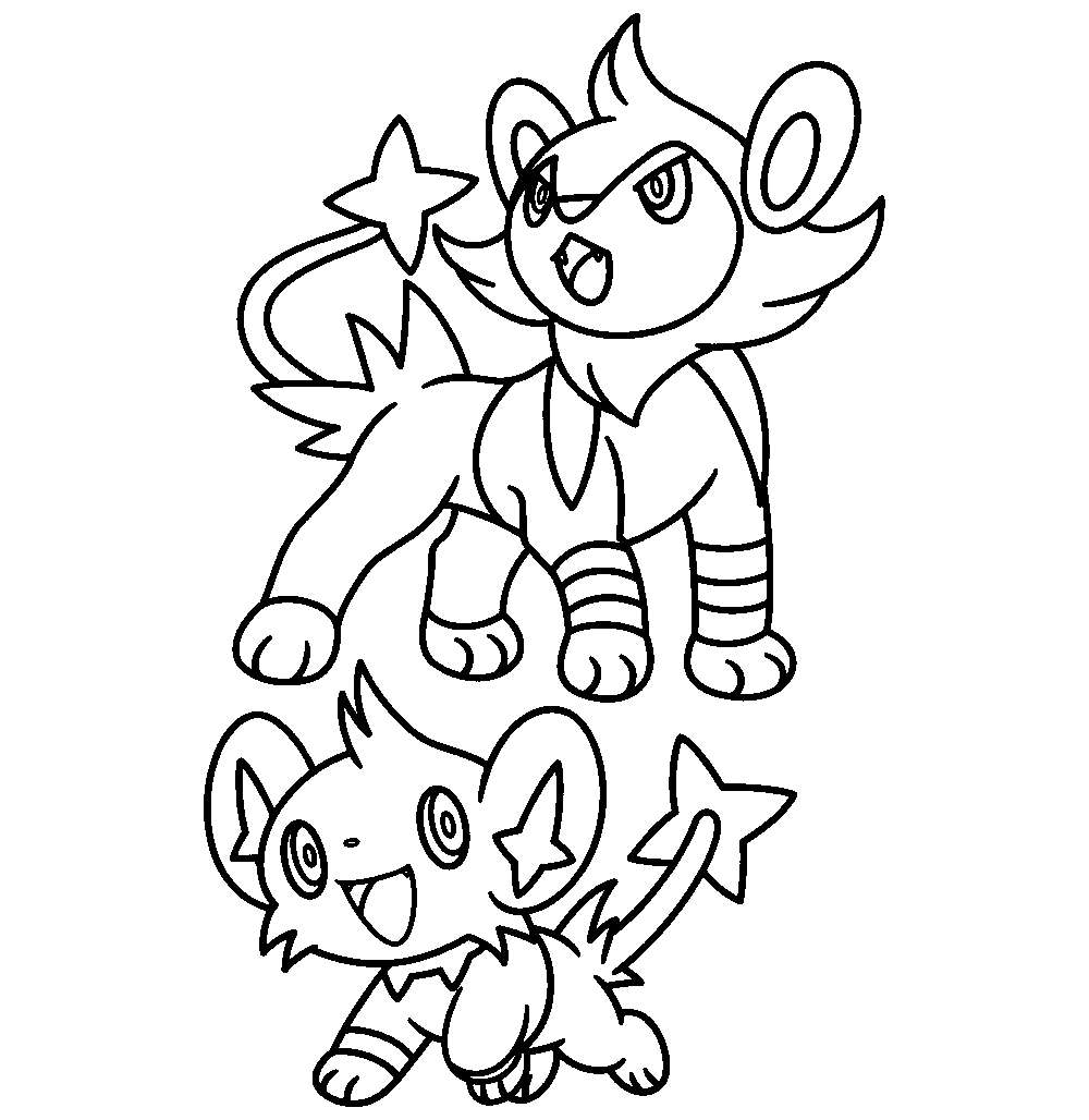Dynamic Duo - Luxio at Shinx sa Aksyon Wallpaper