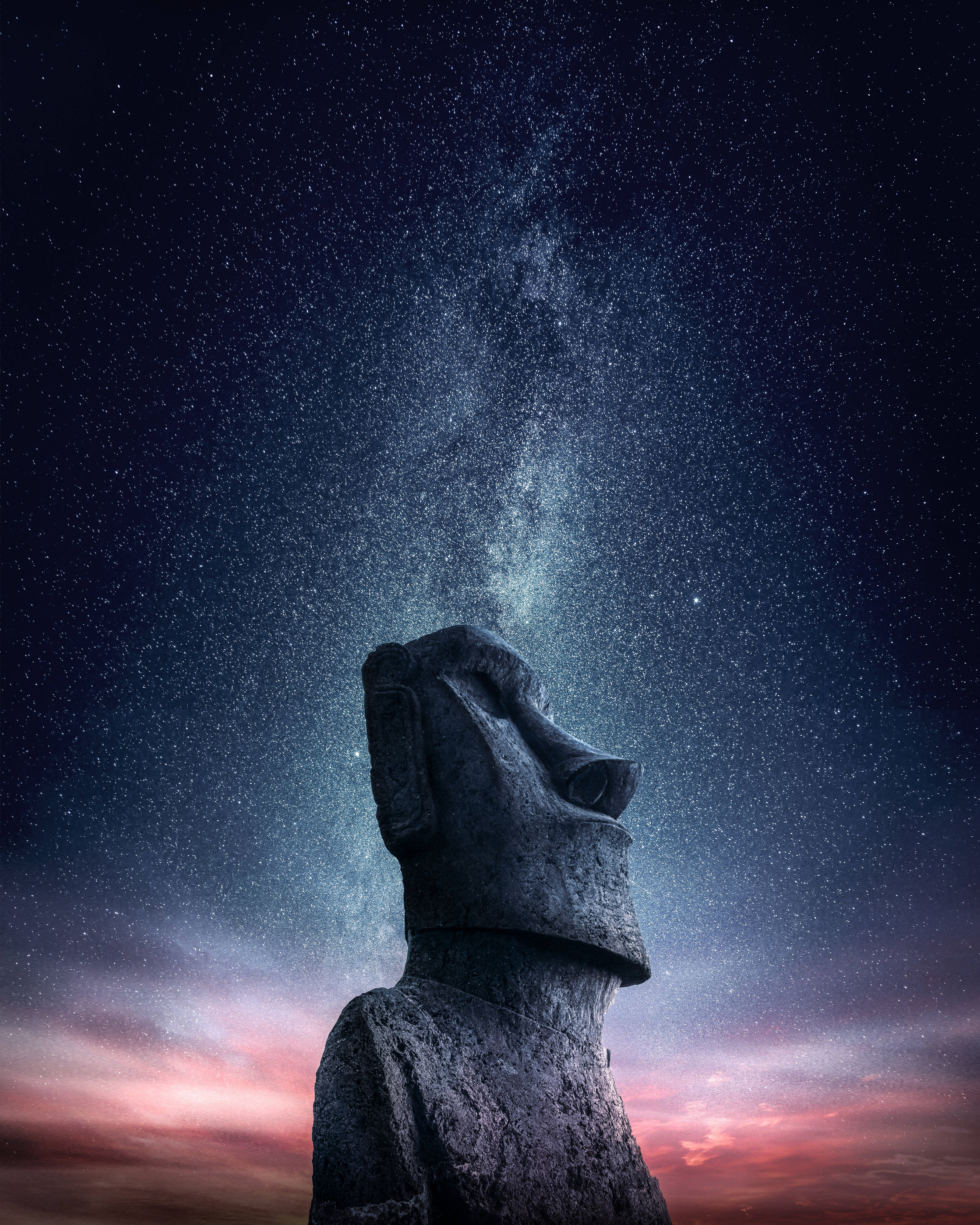 Isla ng Pasko at Estatwa ng Moai Wallpaper