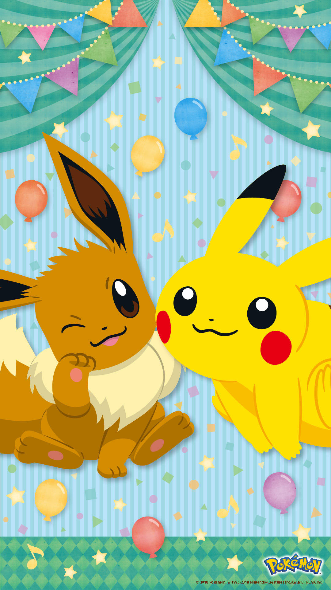 Eevee at Pikachu iPhone Wallpaper
