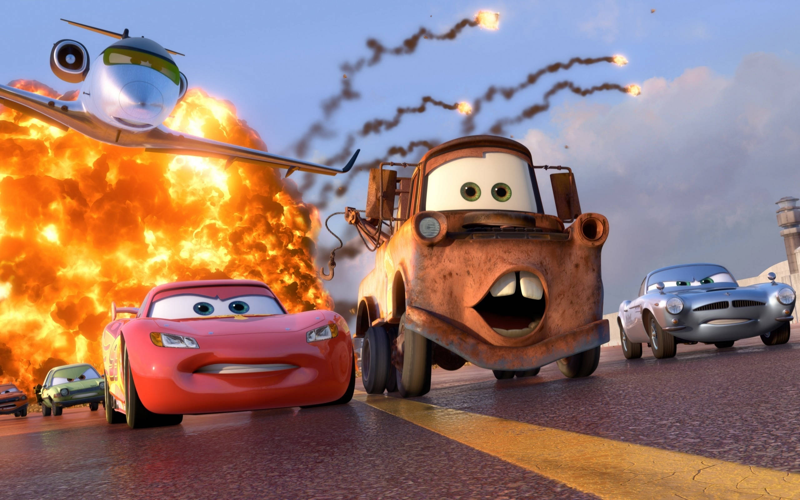 Eksena ng Pagsabog Cars 2 Wallpaper