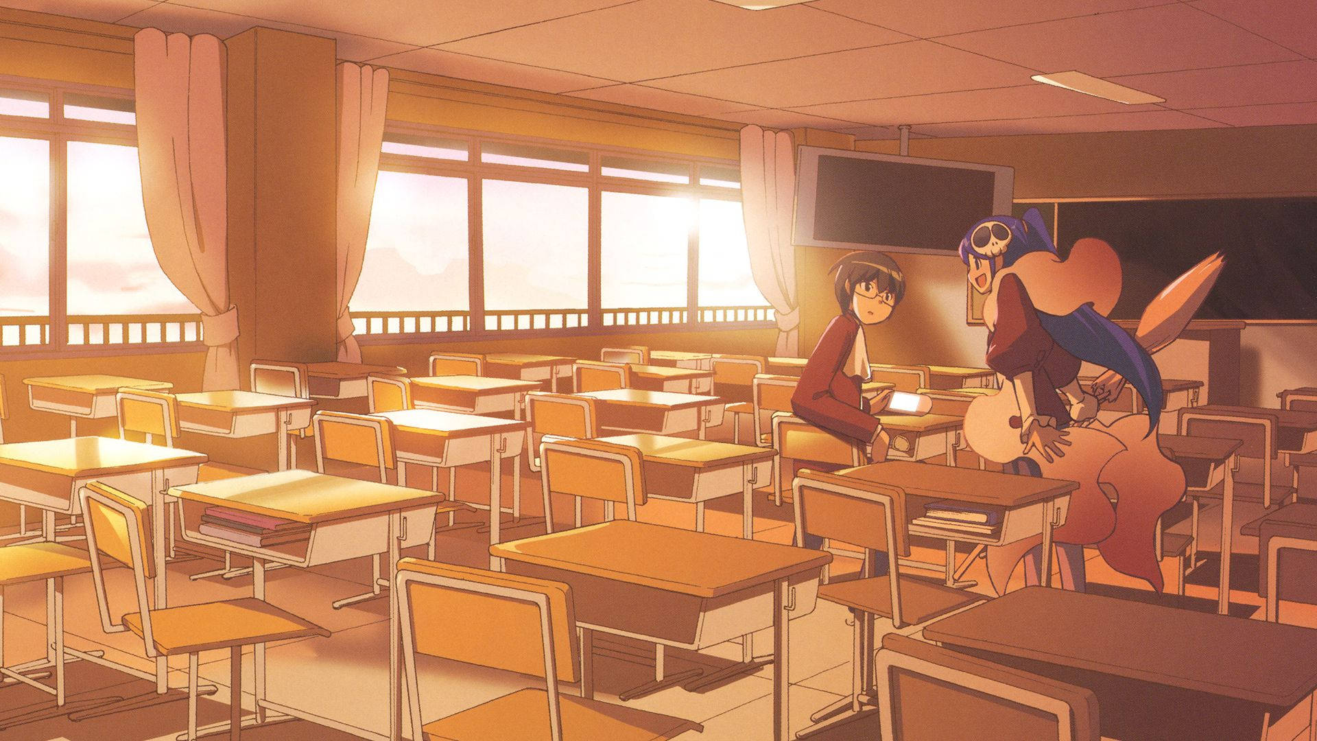 Eksena sa Paaralan ng Anime The World God Only Knows Keima Elucia Wallpaper