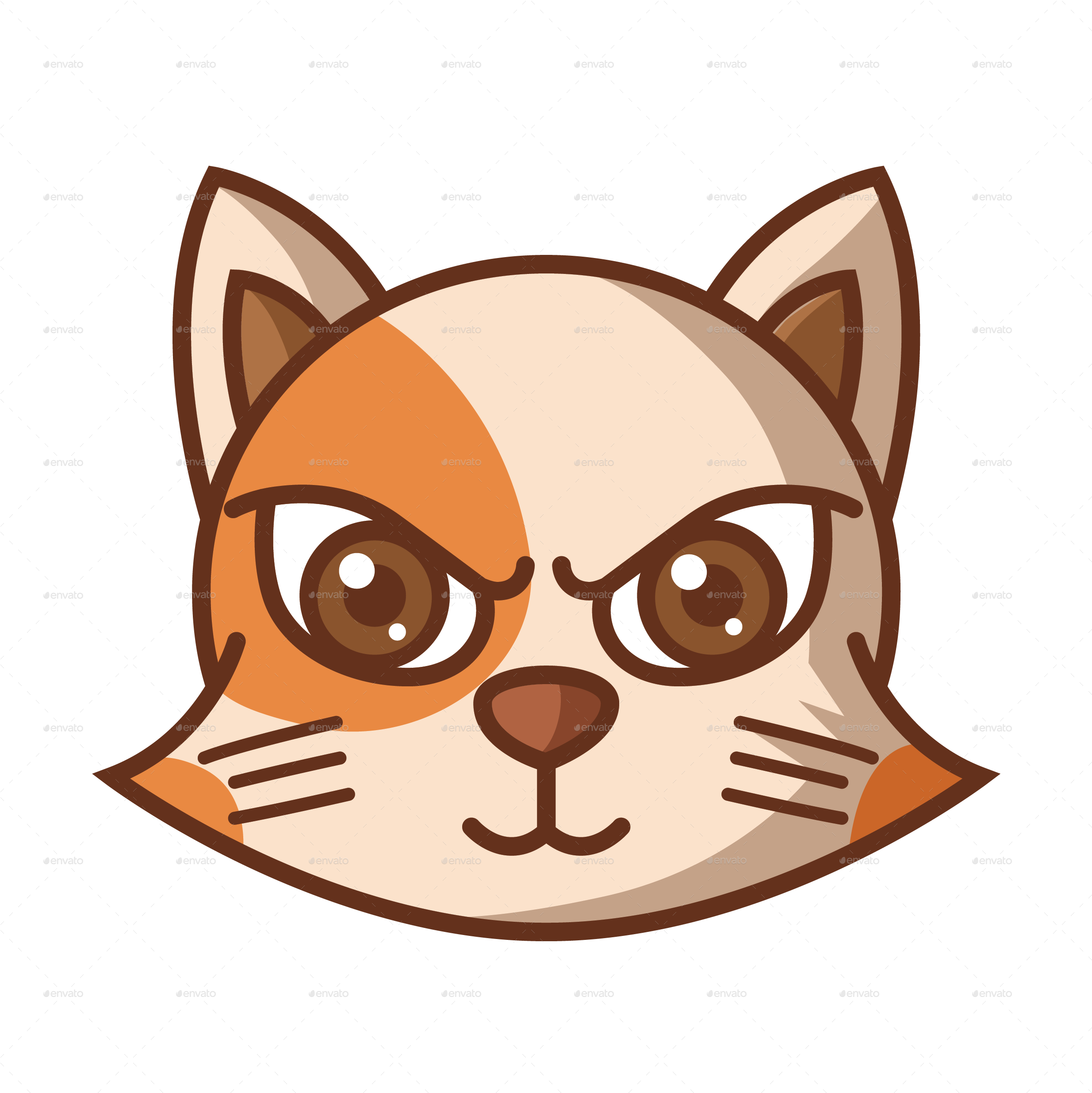Ekspresyon ng Cartoon na Galit na Pusa Wallpaper