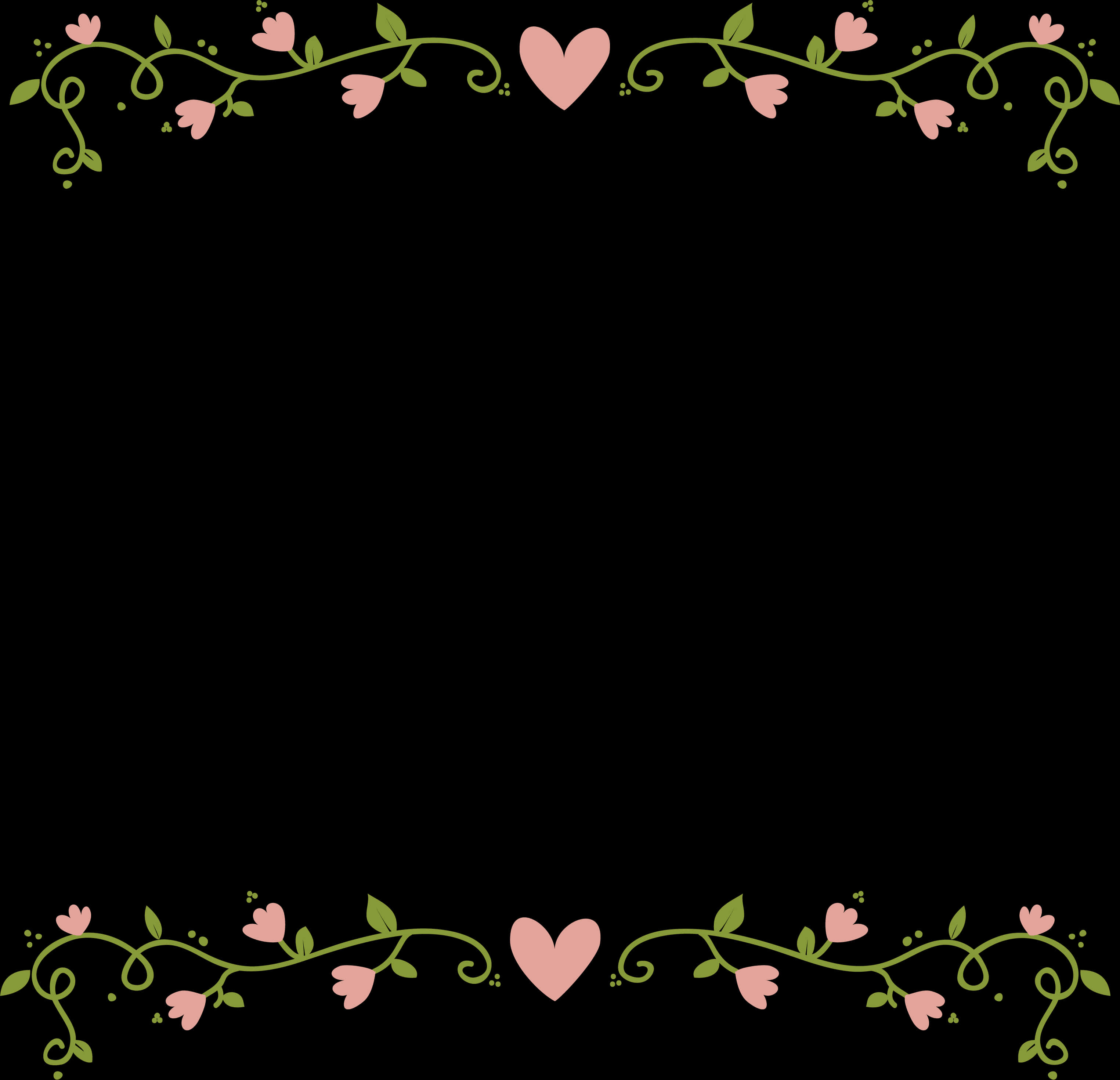 Elegant na Hangganan ng Puso na may Bulaklak Wallpaper