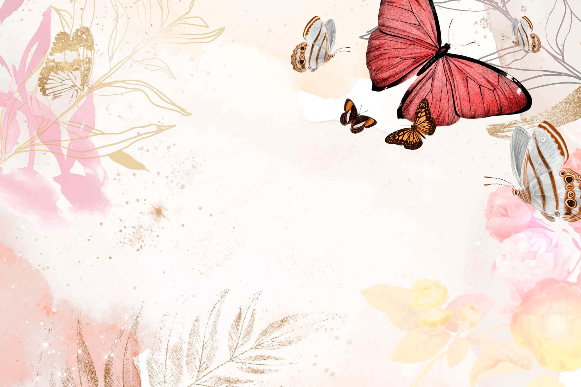 Eleganteng Aesthetic na Paru-paro sa Abstract na Background Wallpaper