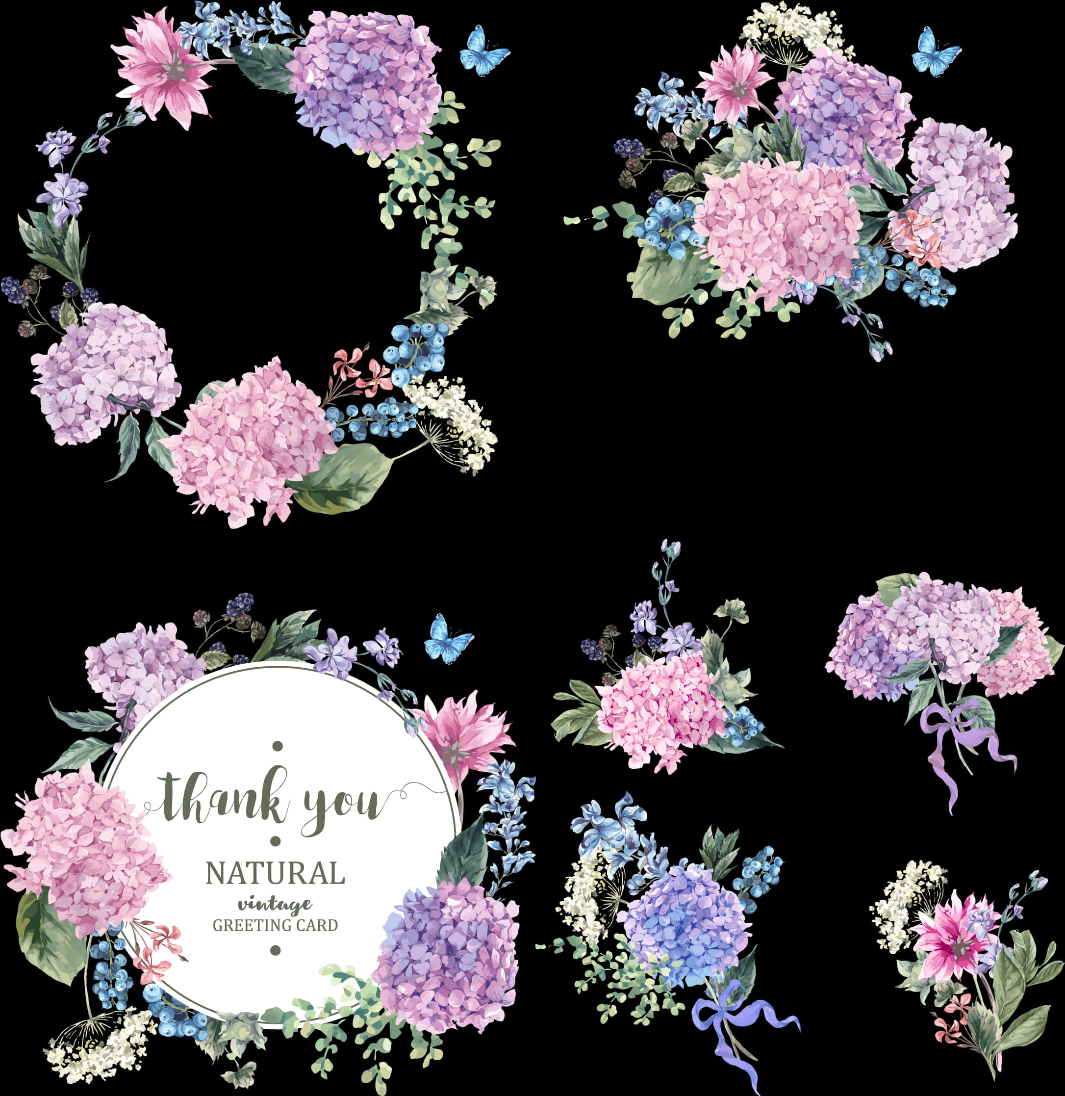Eleganteng Disenyong Floral Thank You Card Wallpaper