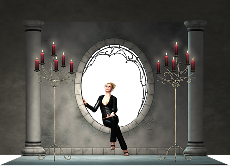 Eleganteng Gotik na Tagpuan kasama ang Babae at mga Kandila Wallpaper