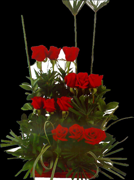 Eleganteng Pulang Rosas na Pag-aayos Wallpaper
