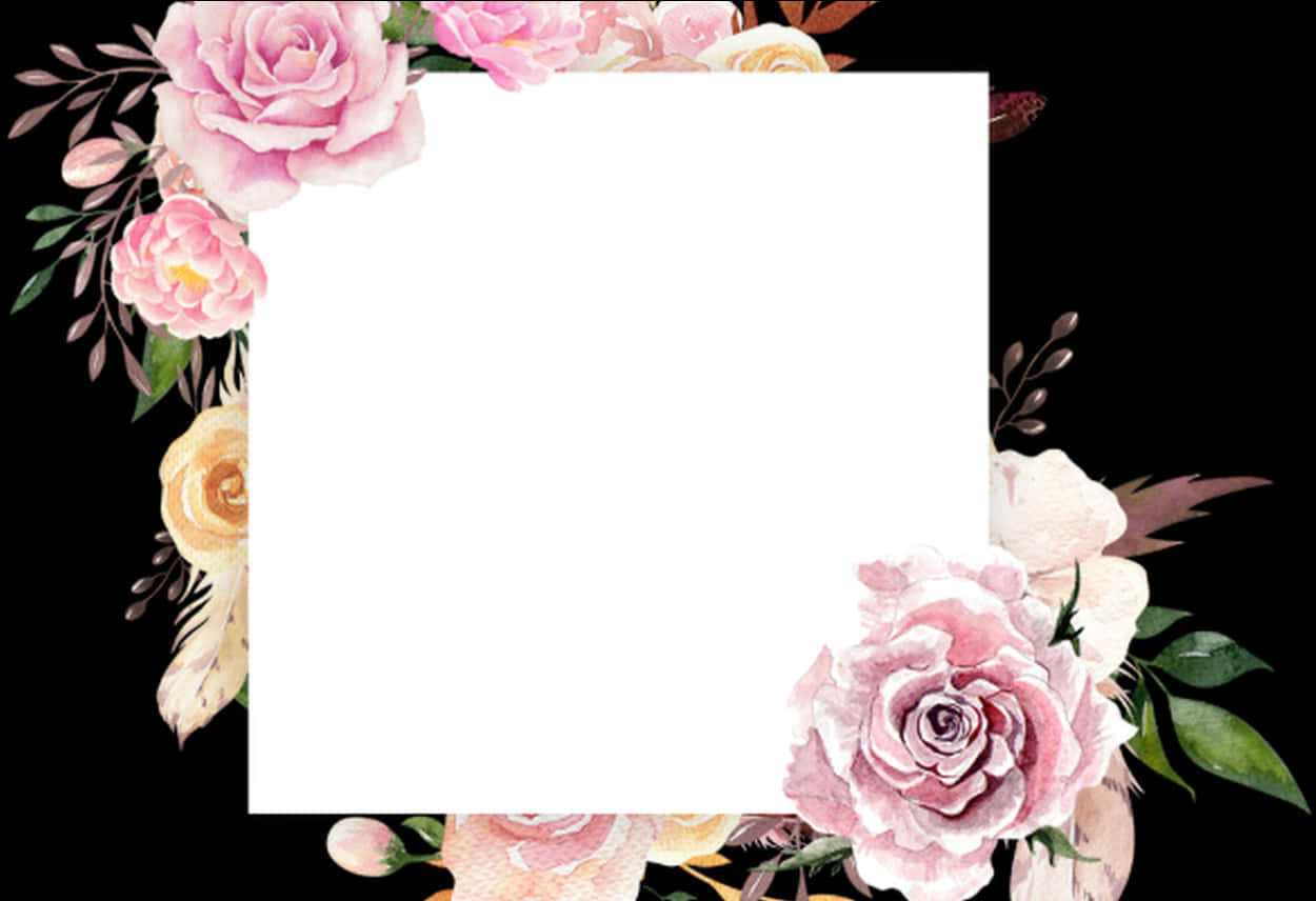 Eleganteng Template ng Frame na Bulaklak Wallpaper