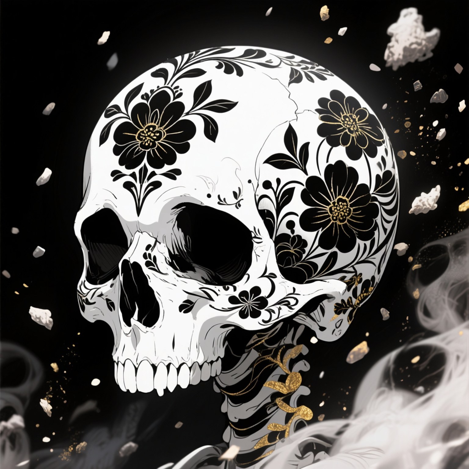 Elegiya ng Bulaklak na Bungo Wallpaper