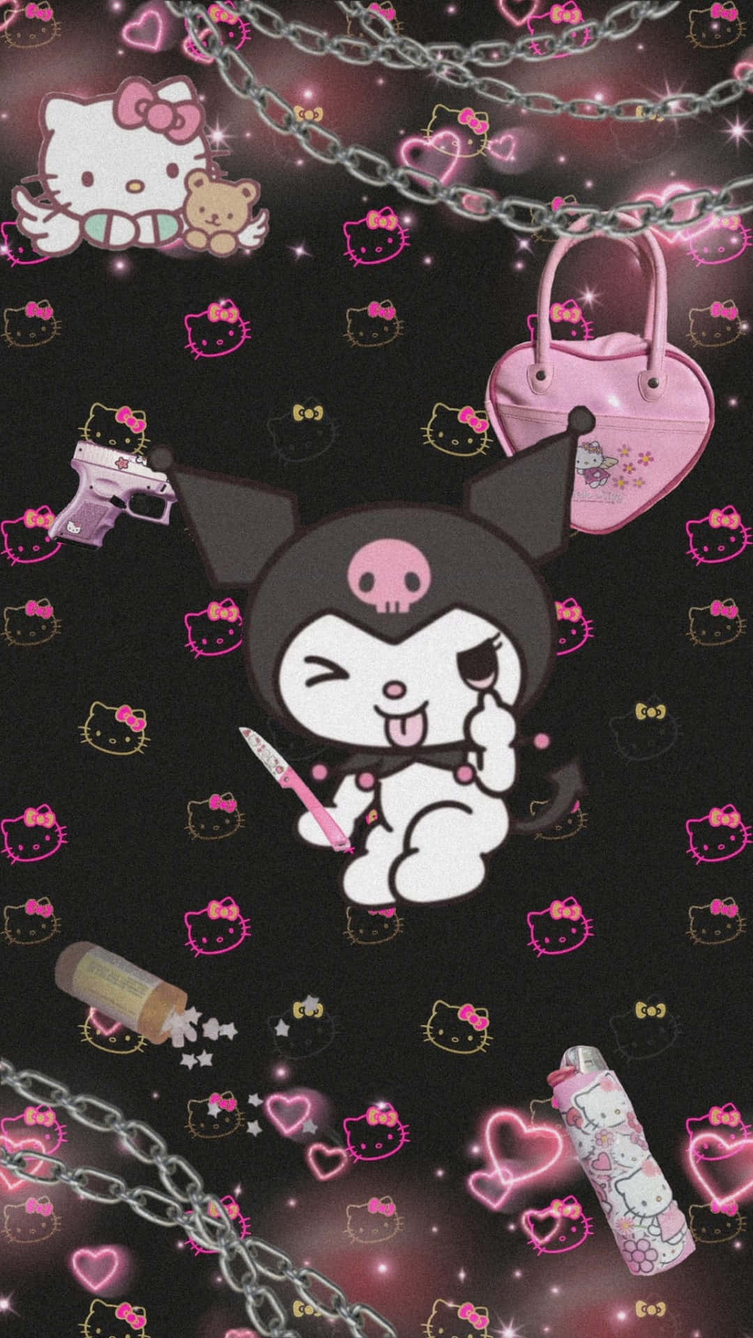 Emo Hello Kitty Kasama si Kuromi Wallpaper