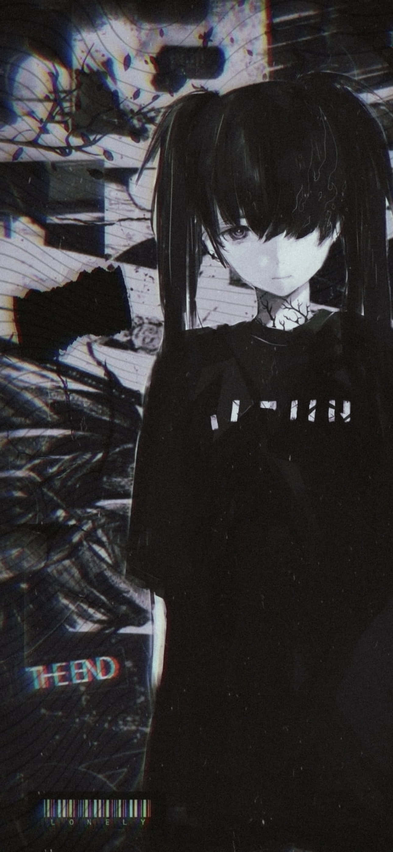 Emo iPhone na Anime na Babae na Naka-itim Wallpaper