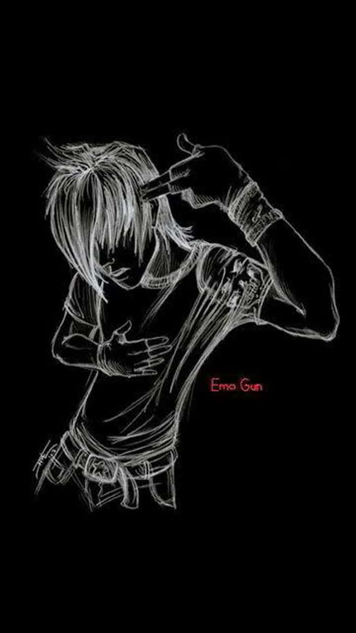 Emo iPhone na may Lalaking Naka-itim na Background Wallpaper