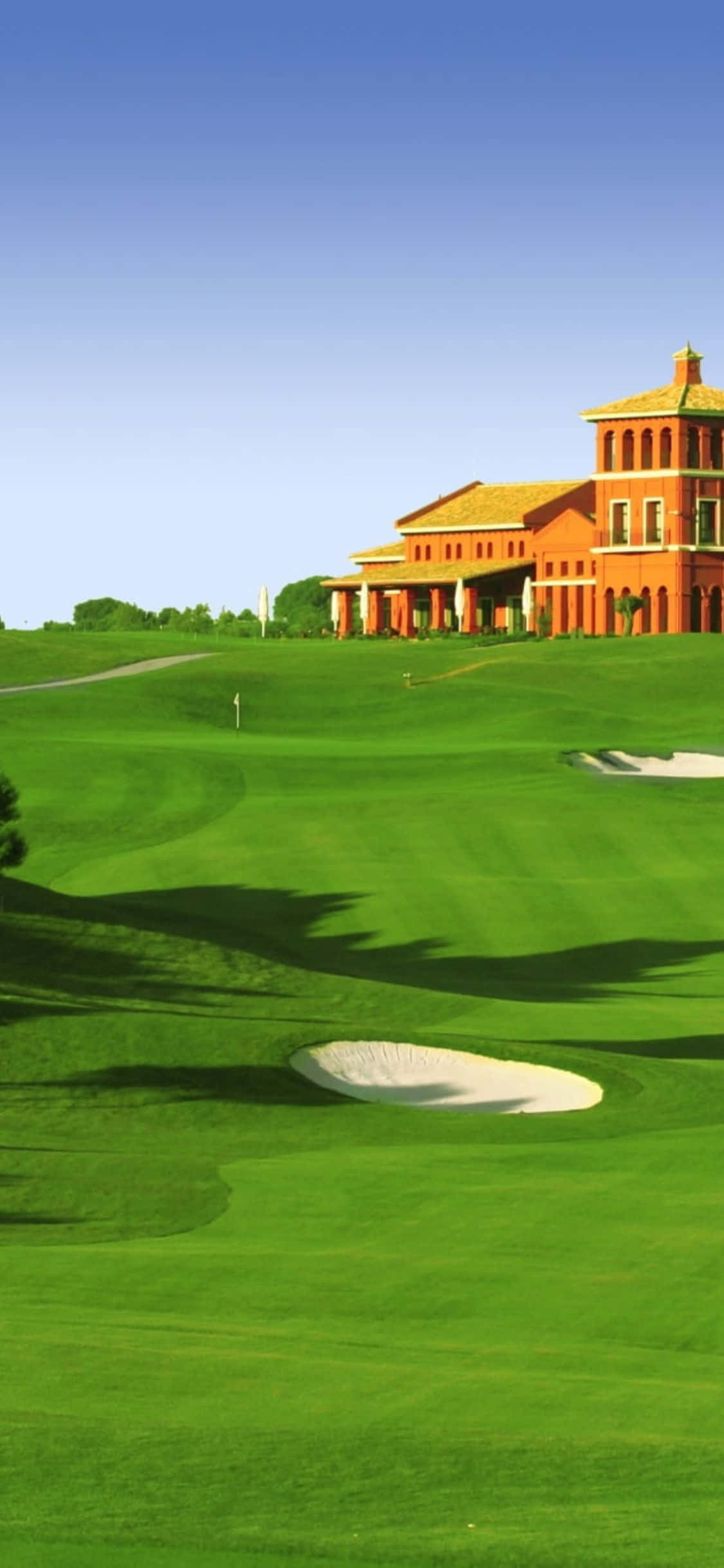 Masiya sa isang magandang araw sa labas sa golf course gamit ang isang iPhone X Wallpaper