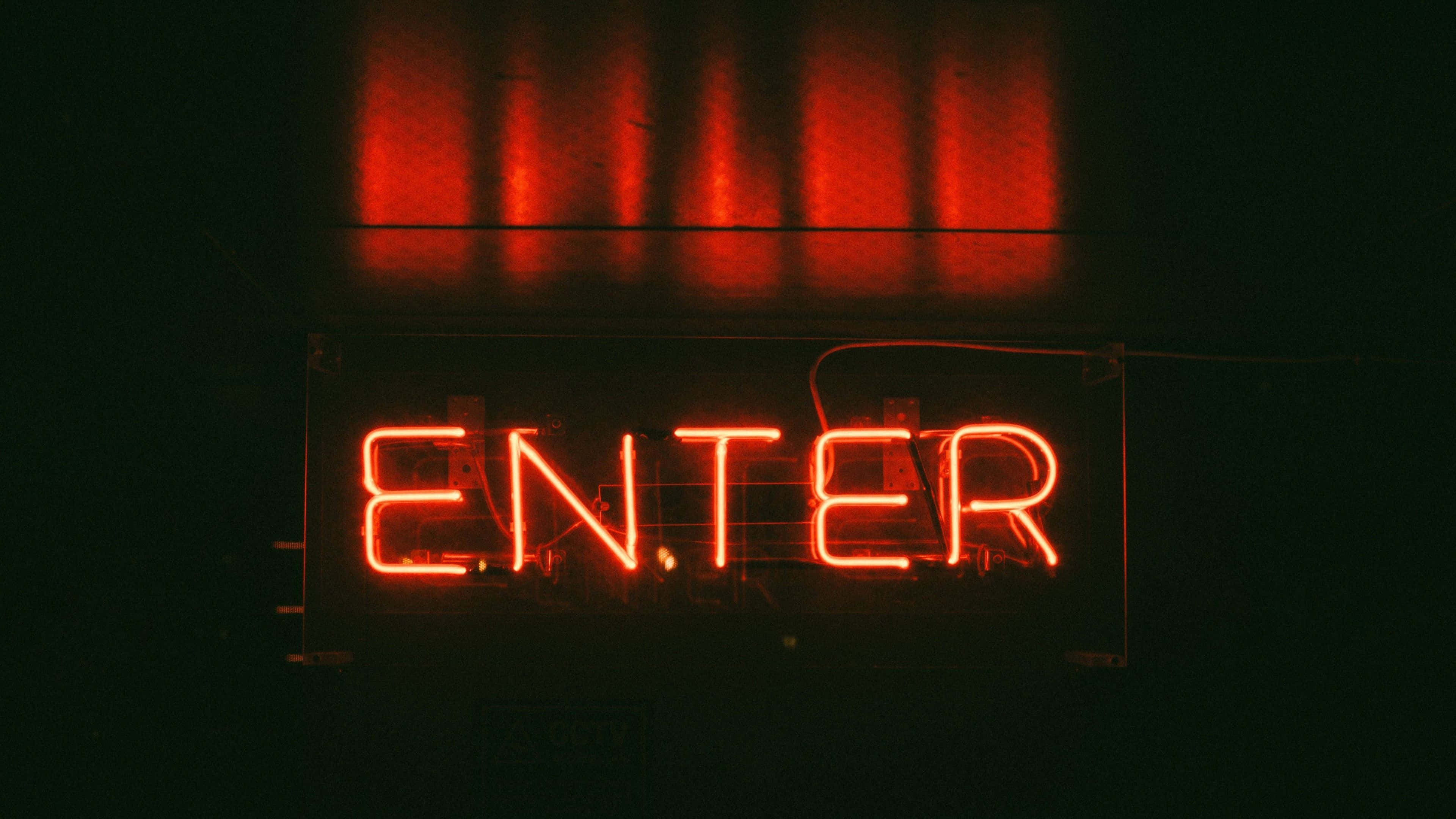 "Enter" sa Estetikang Neon Red Wallpaper