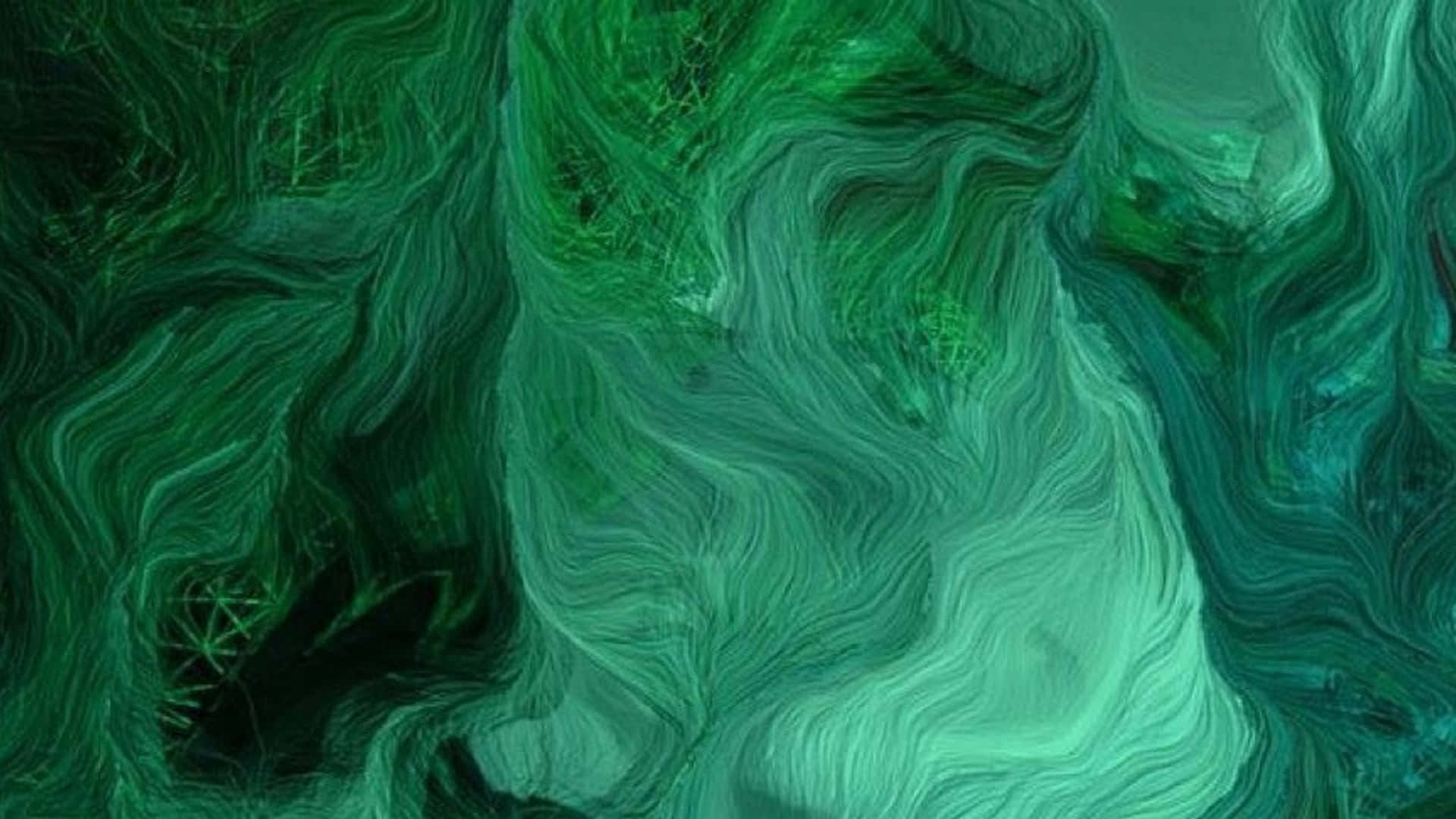 Epektong Natutunaw na Pintura sa Asul at Luntiang Aesthetic Wallpaper