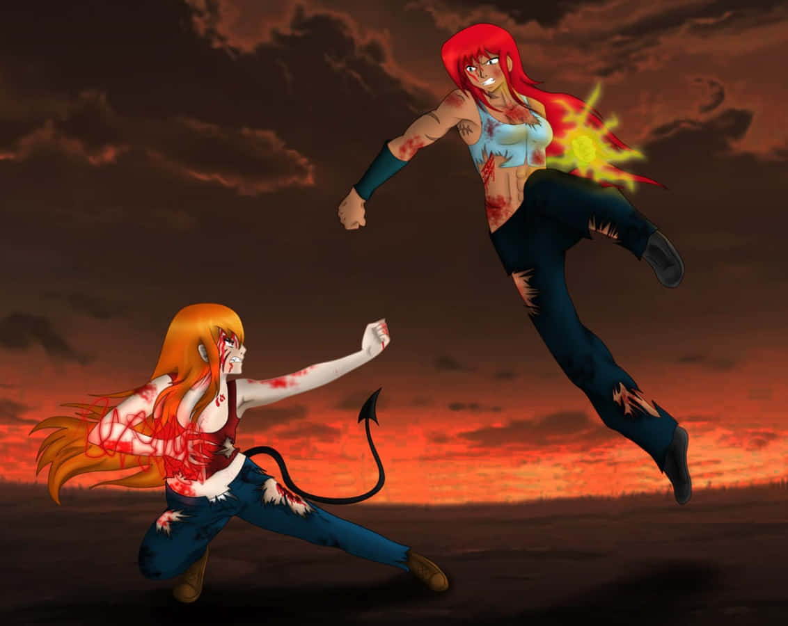 Epikong laban ng mga karakter ng anime Wallpaper