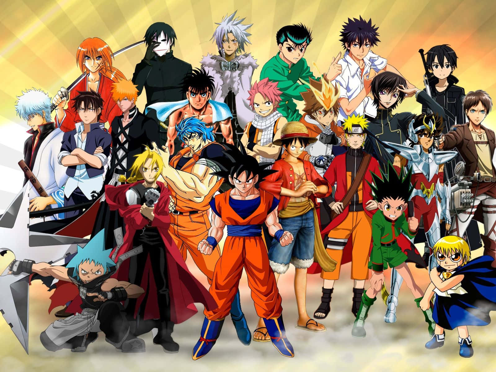 Epikong Poster ng mga Lalaking Anime Character Wallpaper