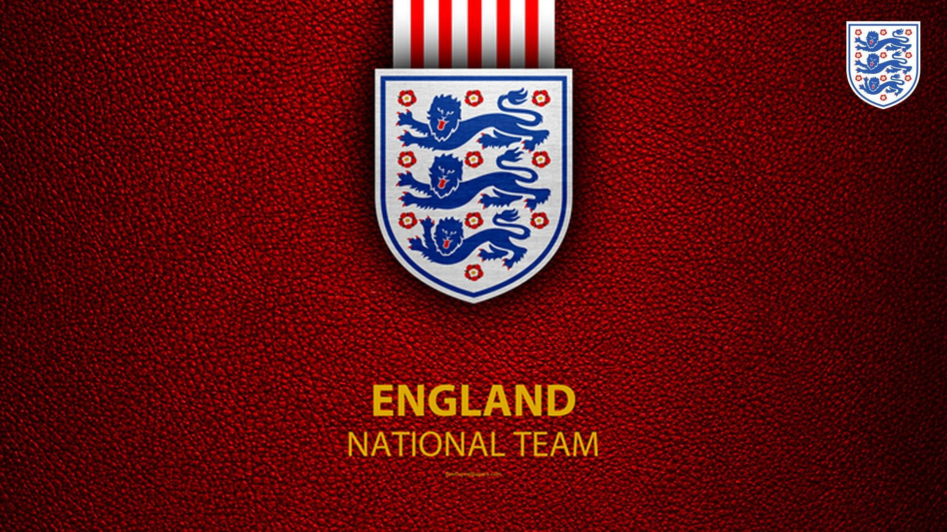 Eskudo ng Pambansang Koponan ng Football ng England sa Madilim na Pulang Bandila Wallpaper