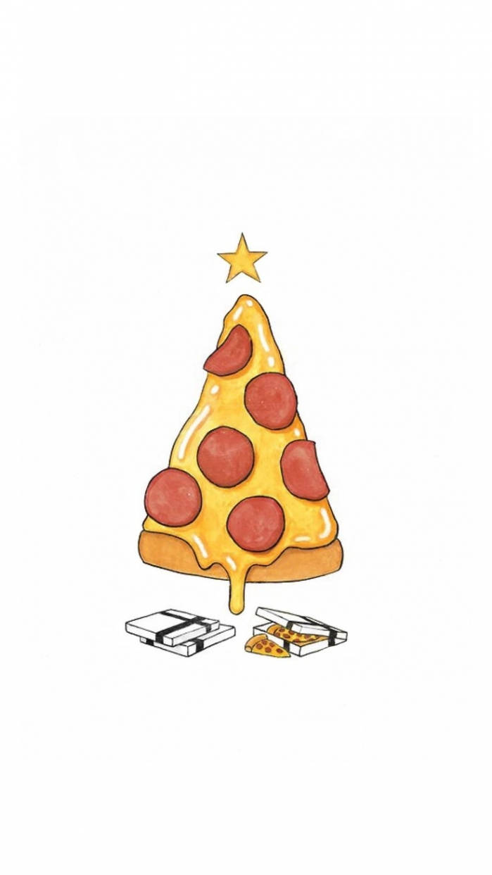 Espesyal na Pasko - kakaibang pizza tree para sa iyong iPhone Wallpaper