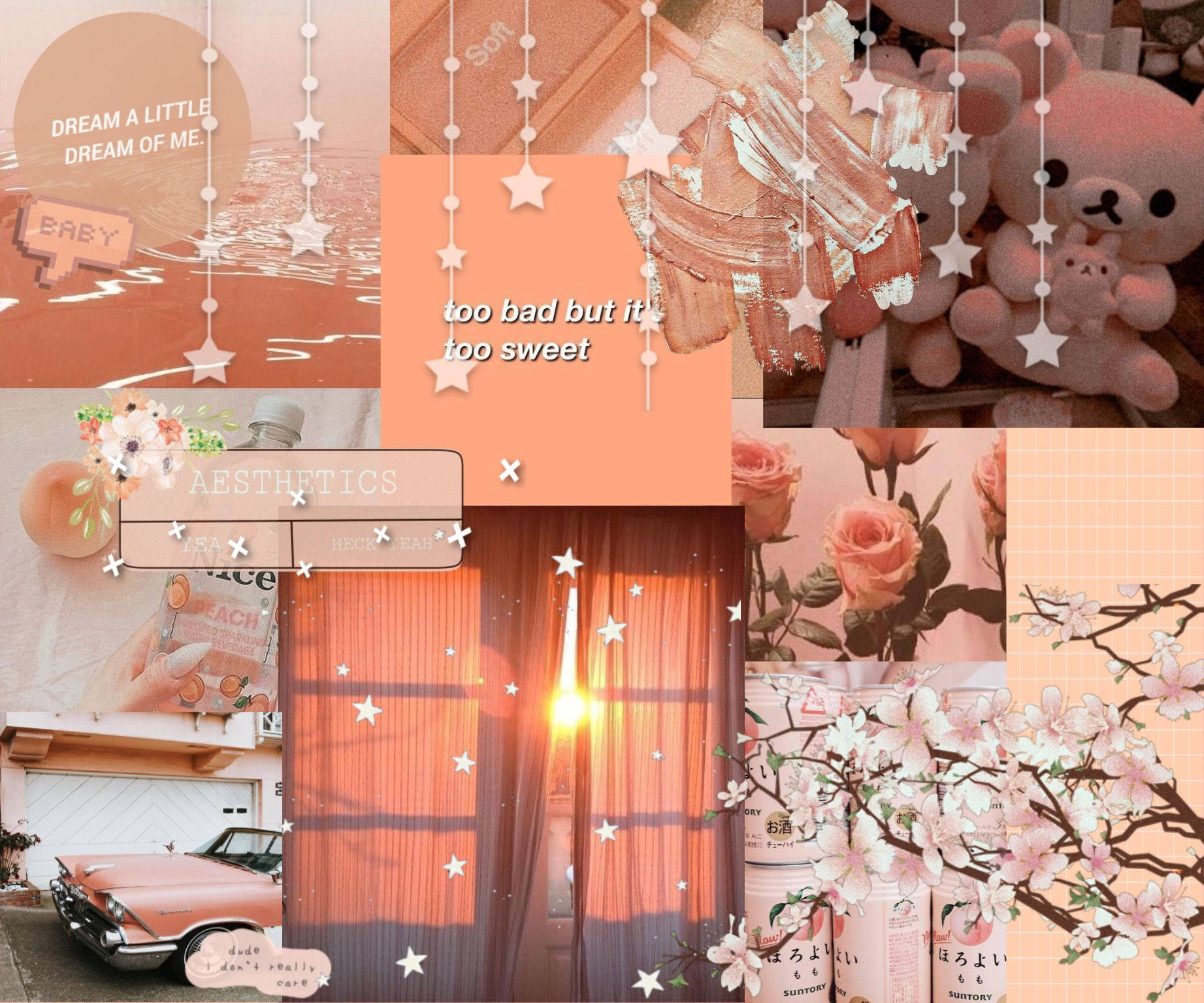 Estetik na Peach na May Bituin Wallpaper