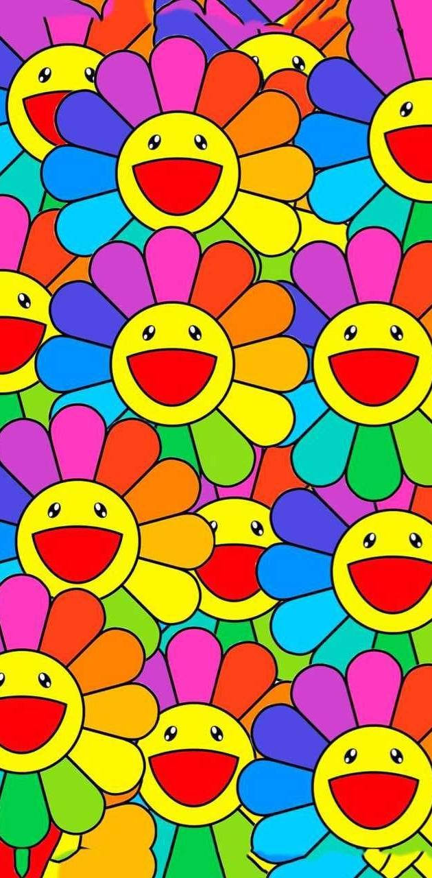 Estetika Indie Kid na Mukha ng Sunflower na Nakangiti Wallpaper