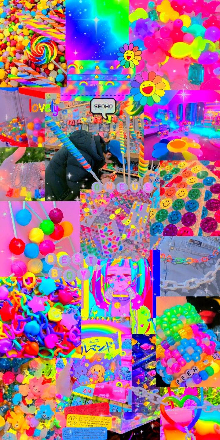Estetika Indie Kid na Makulay na Kulay Rosas Wallpaper