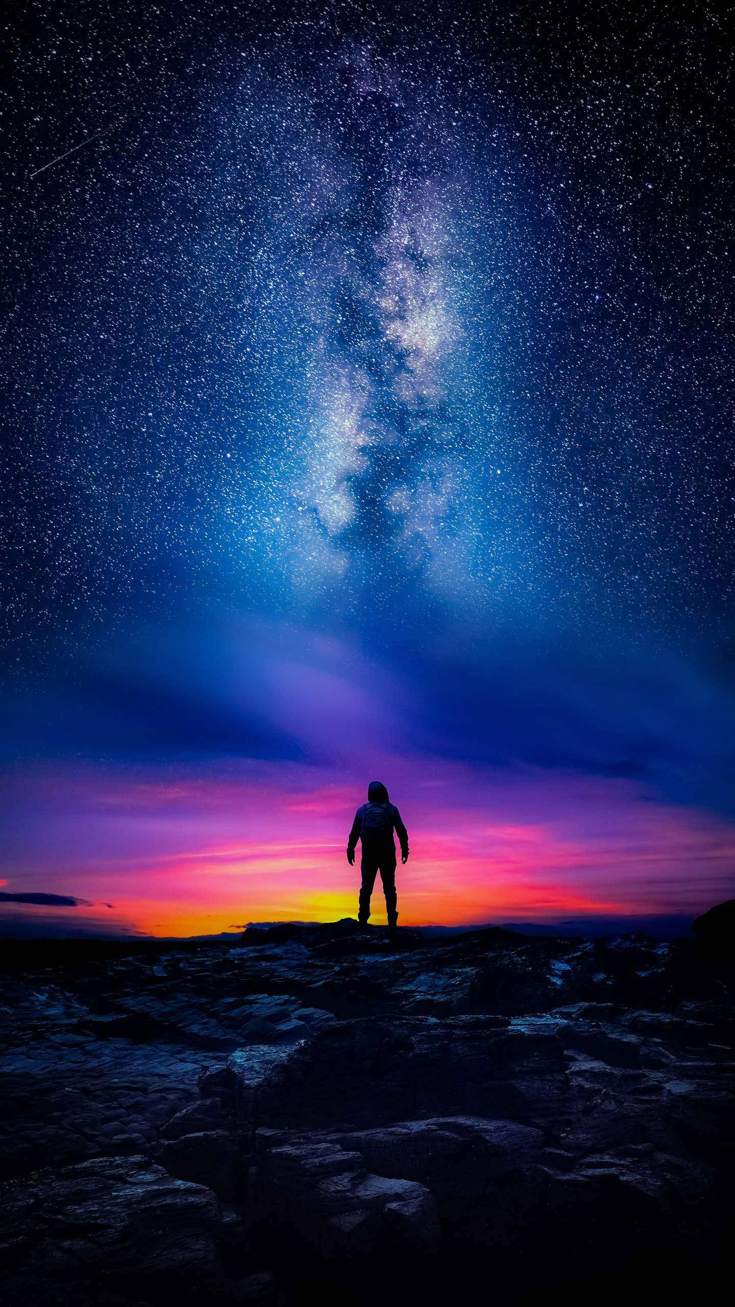 Estetika ng Kalawakan Retro Wave Kalangitan sa Gabi Wallpaper