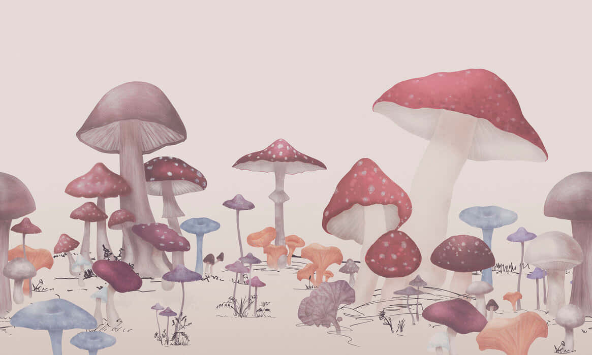 Estetikang Pastel na Vintage na Cute na Kabute Wallpaper
